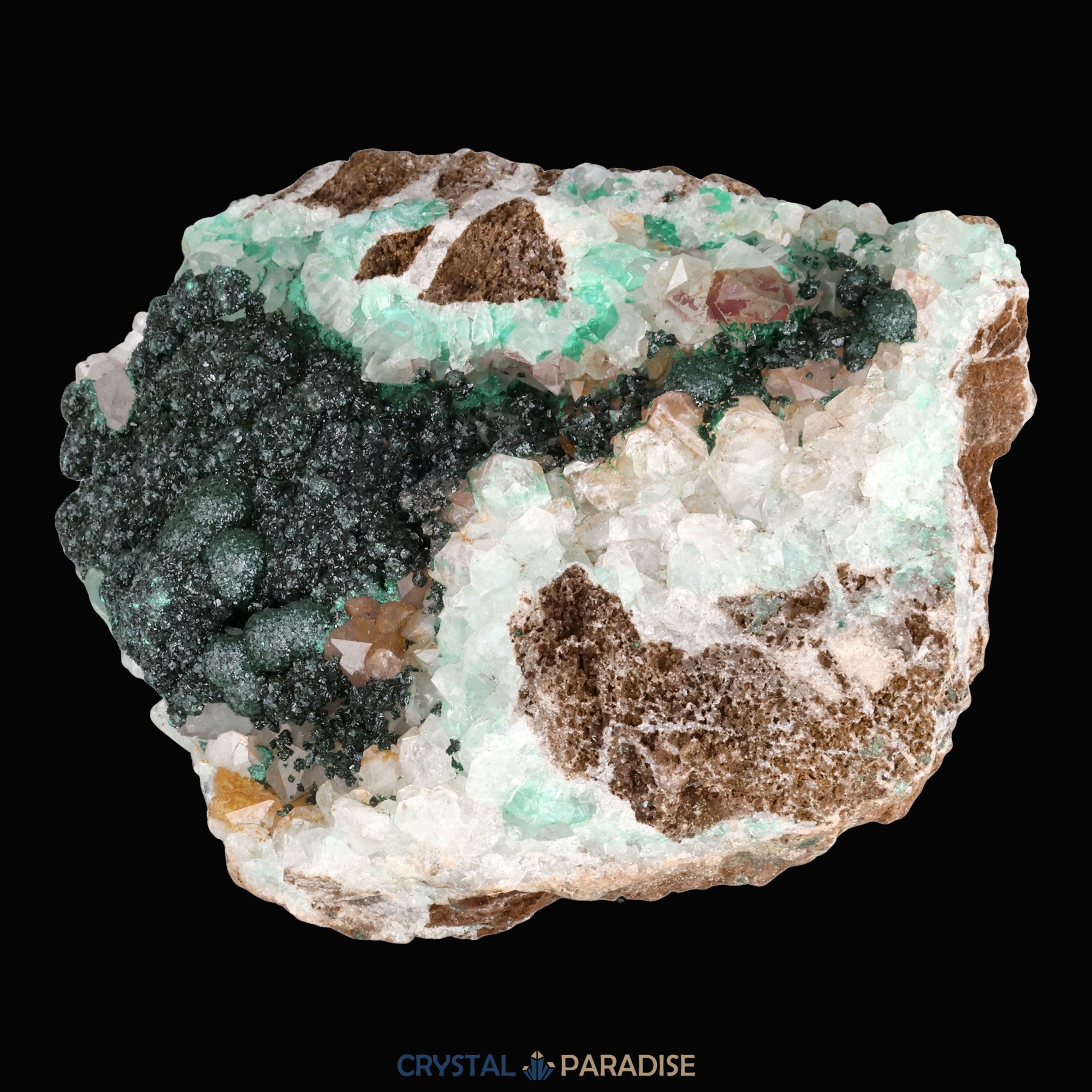 Malachit in Kongo Quarz mit Dolomit Matrix aus Kambove, Kongo (740g) – Ansicht 15