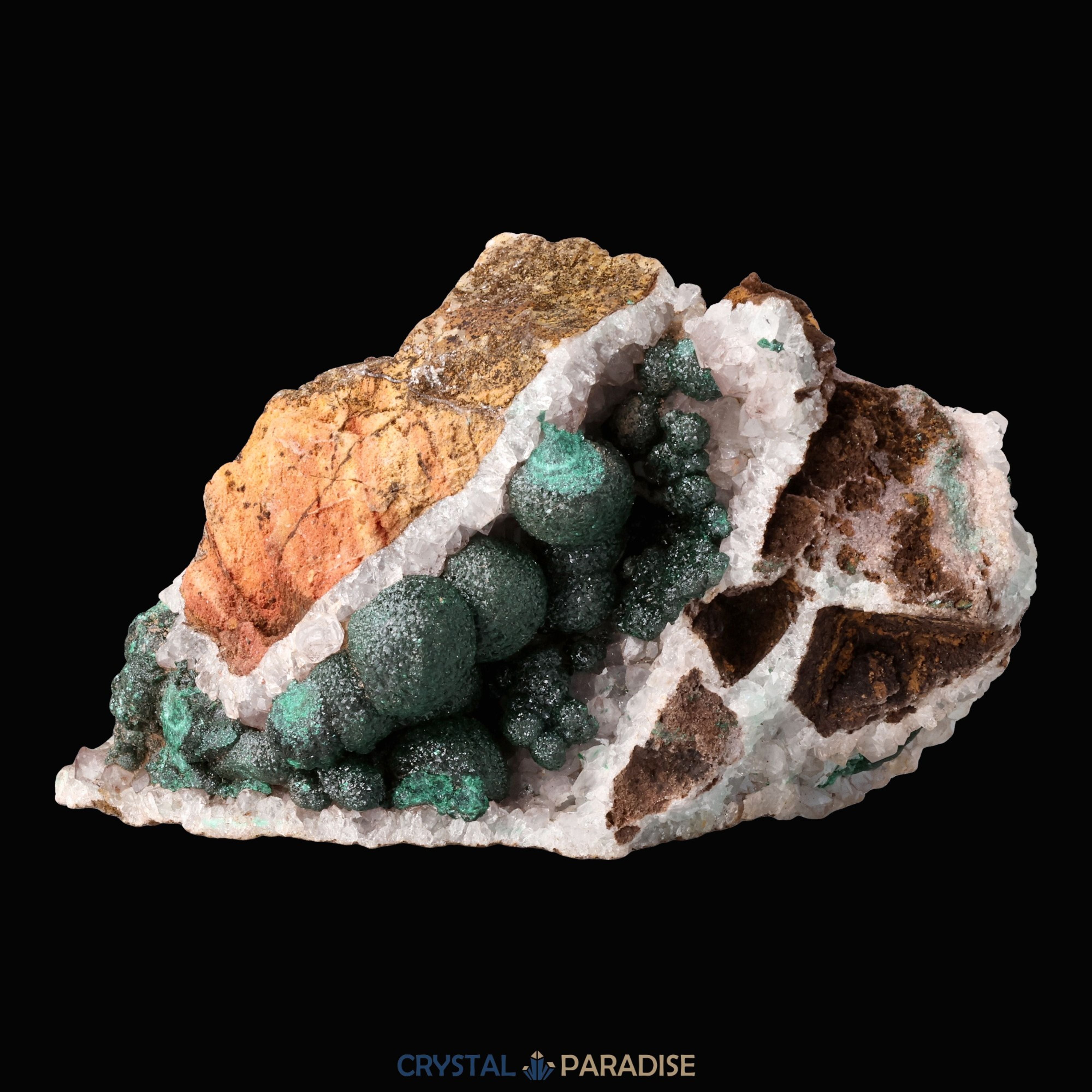 Malachit in Kongo Quarz mit Dolomit Matrix aus Kambove, Kongo (274g) – Ansicht 15