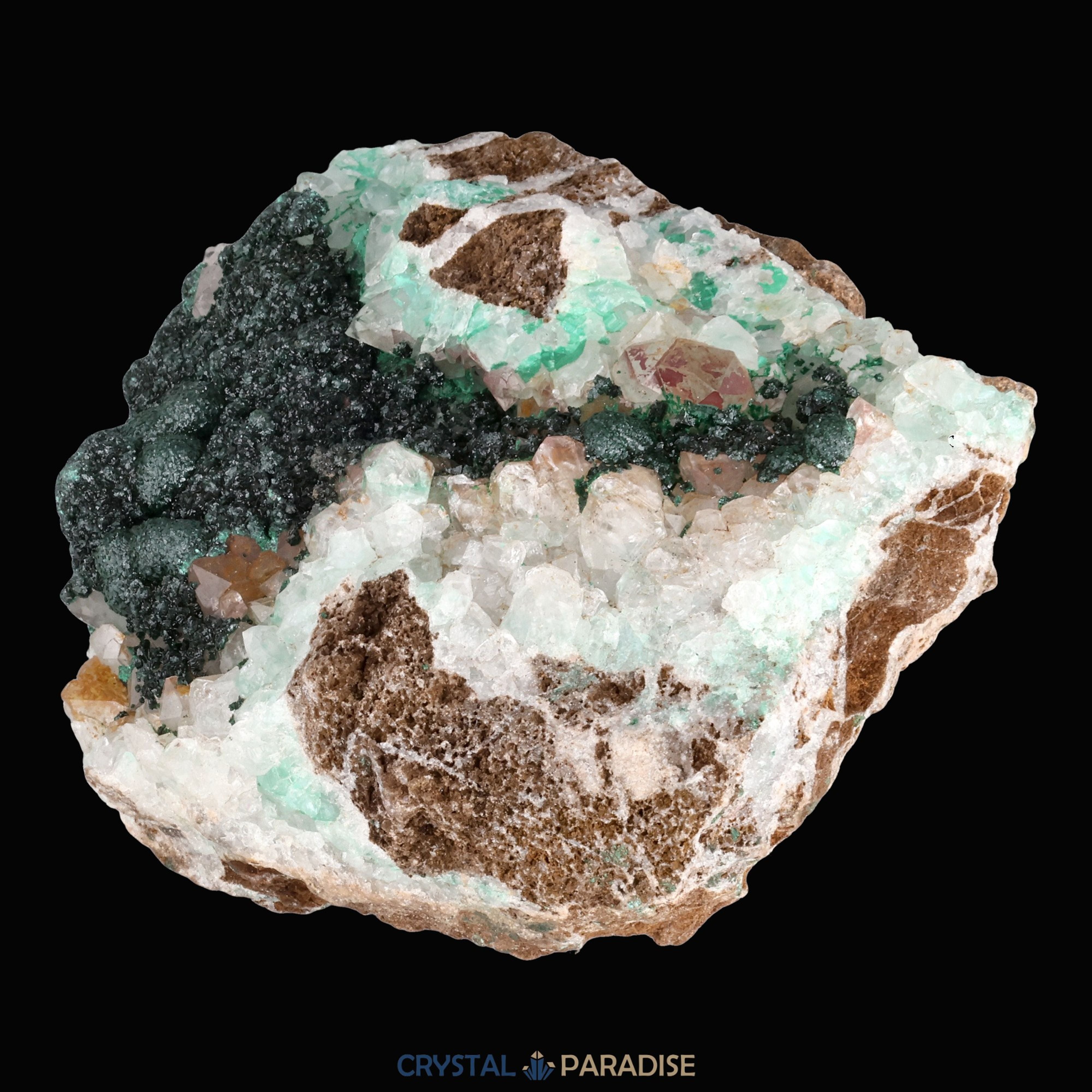 Malachit in Kongo Quarz mit Dolomit Matrix aus Kambove, Kongo (740g) – Ansicht 16
