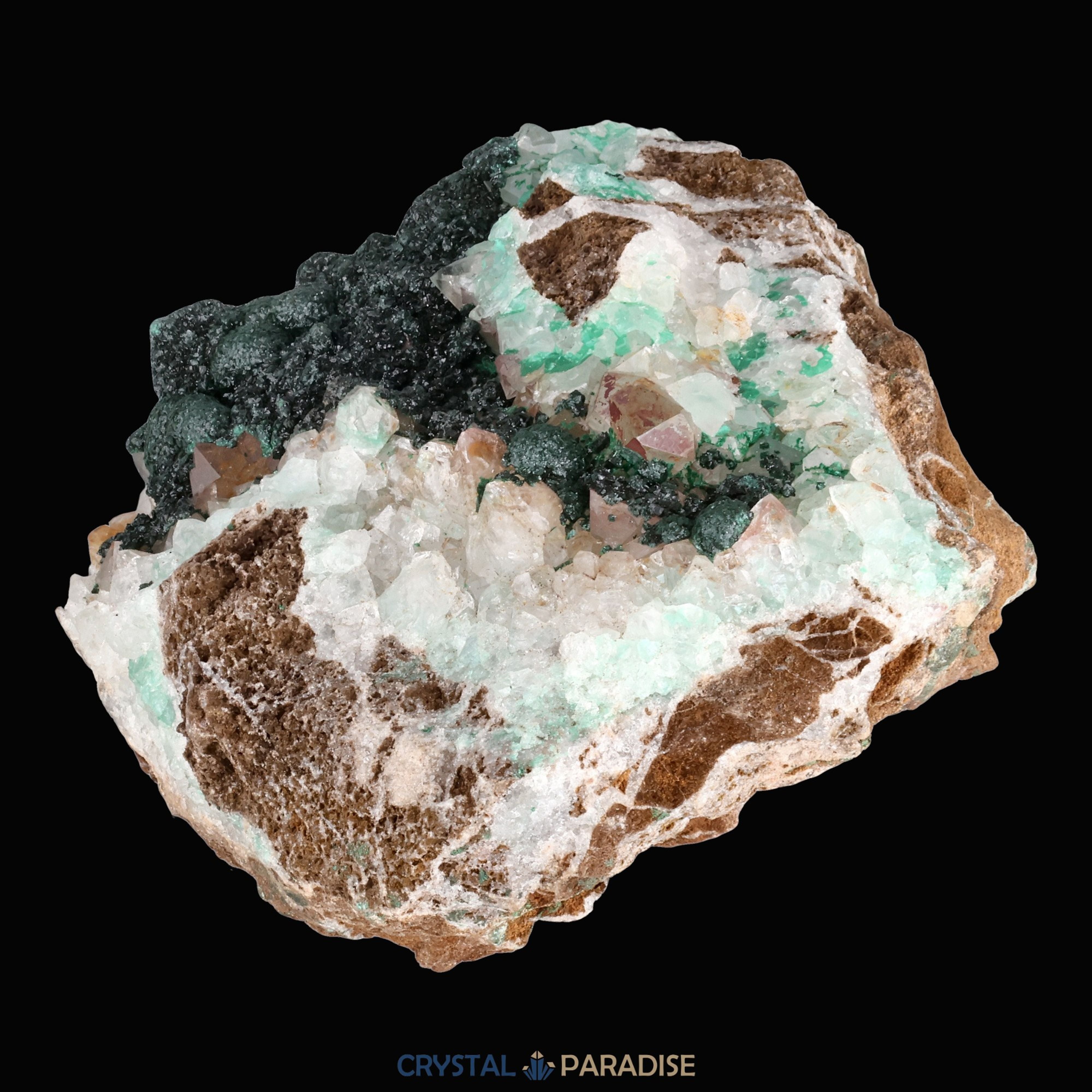 Malachit in Kongo Quarz mit Dolomit Matrix aus Kambove, Kongo (740g) – Ansicht 17