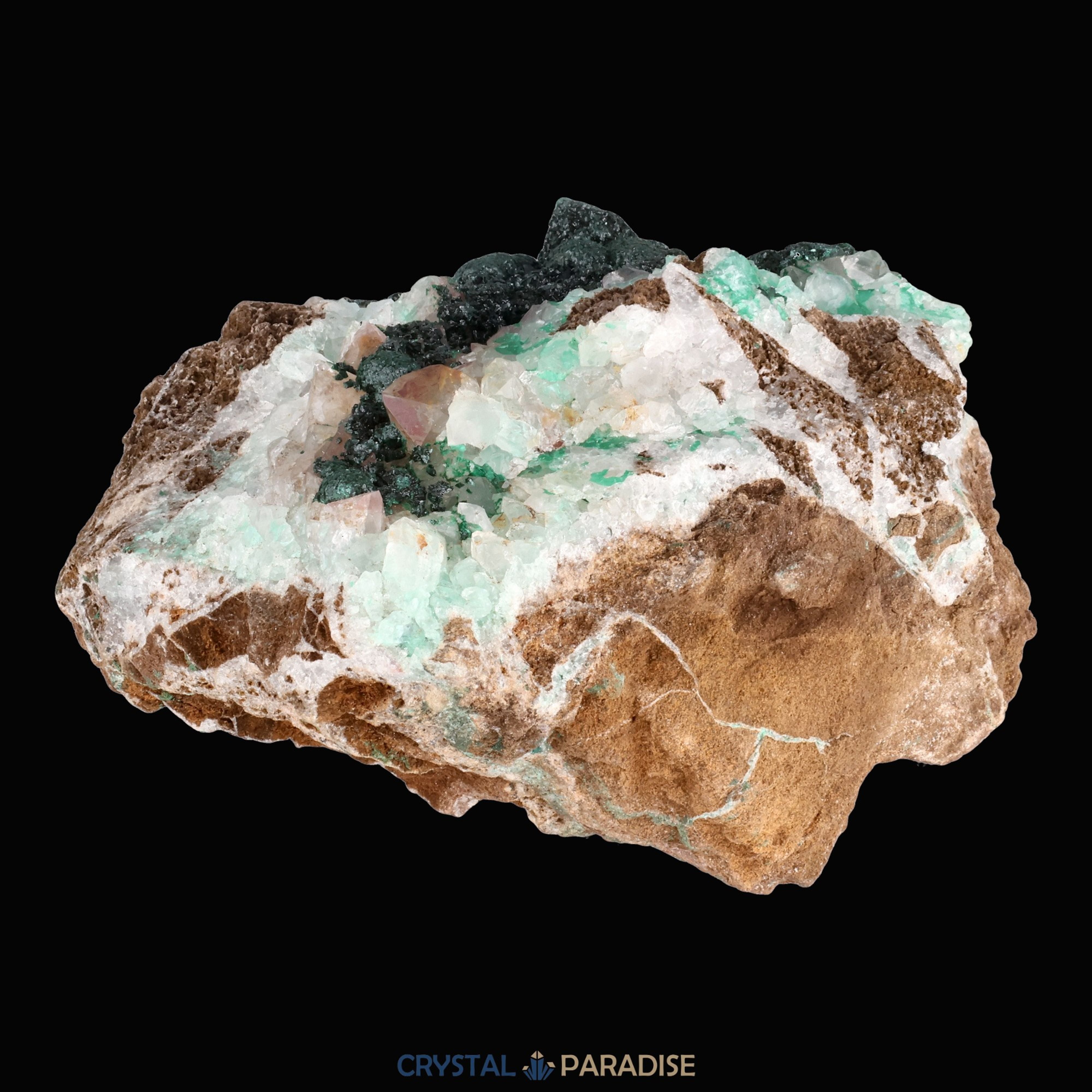 Malachit in Kongo Quarz mit Dolomit Matrix aus Kambove, Kongo (740g) – Ansicht 19