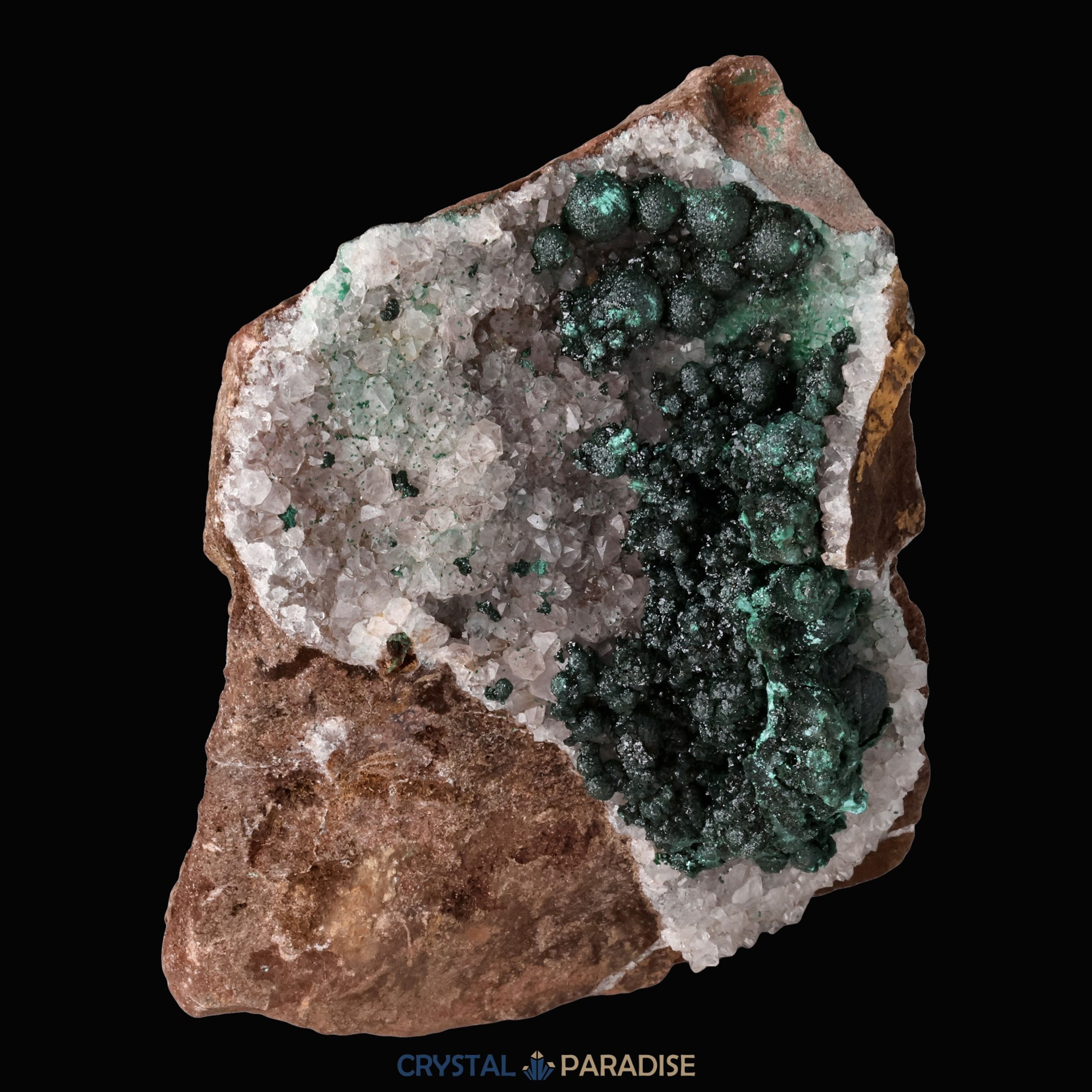 Malachit in Kongo Quarz mit Dolomit Matrix aus Kambove, Kongo (837g) – Ansicht 21
