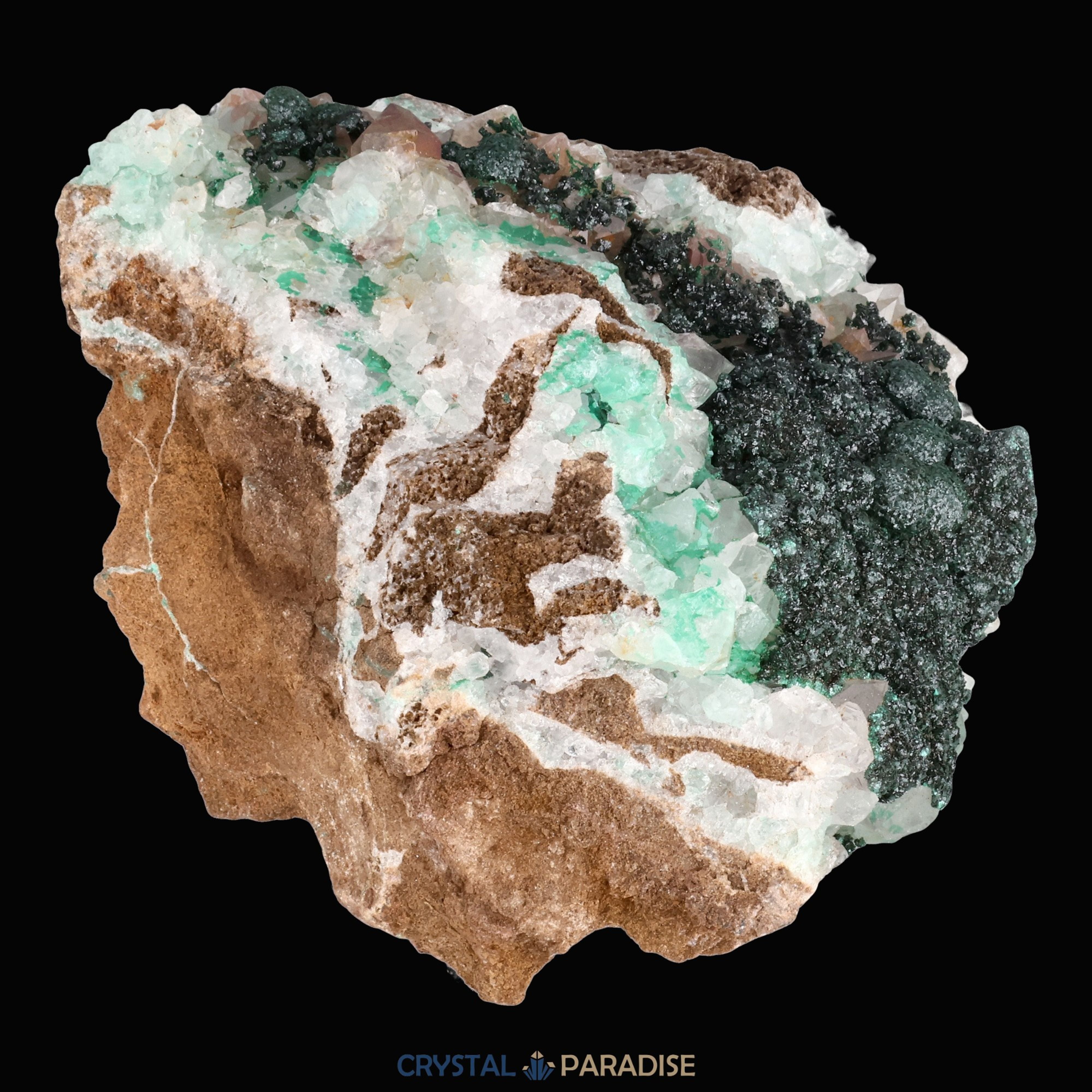 Malachit in Kongo Quarz mit Dolomit Matrix aus Kambove, Kongo (740g) – Ansicht 22