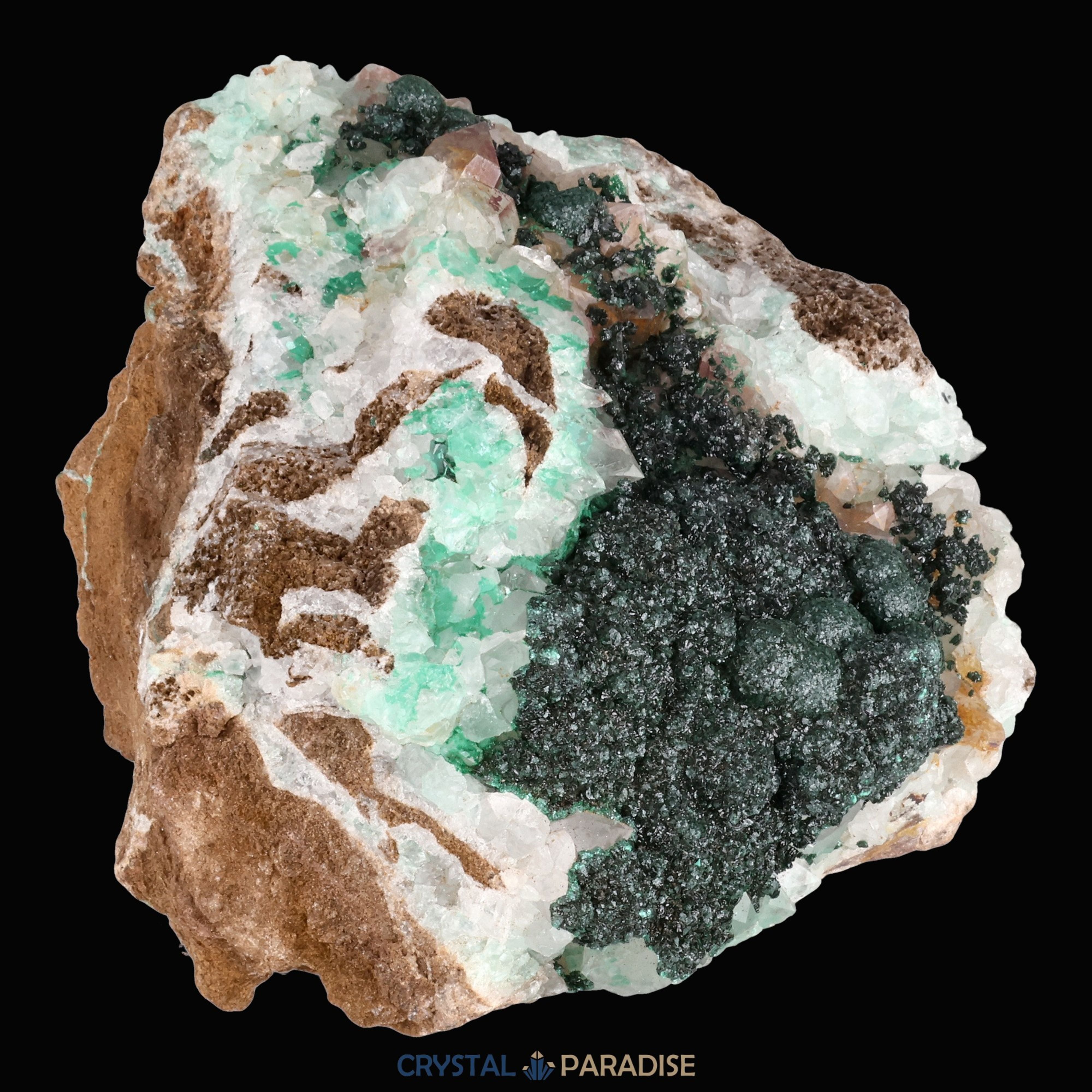 Malachit in Kongo Quarz mit Dolomit Matrix aus Kambove, Kongo (740g) – Ansicht 23