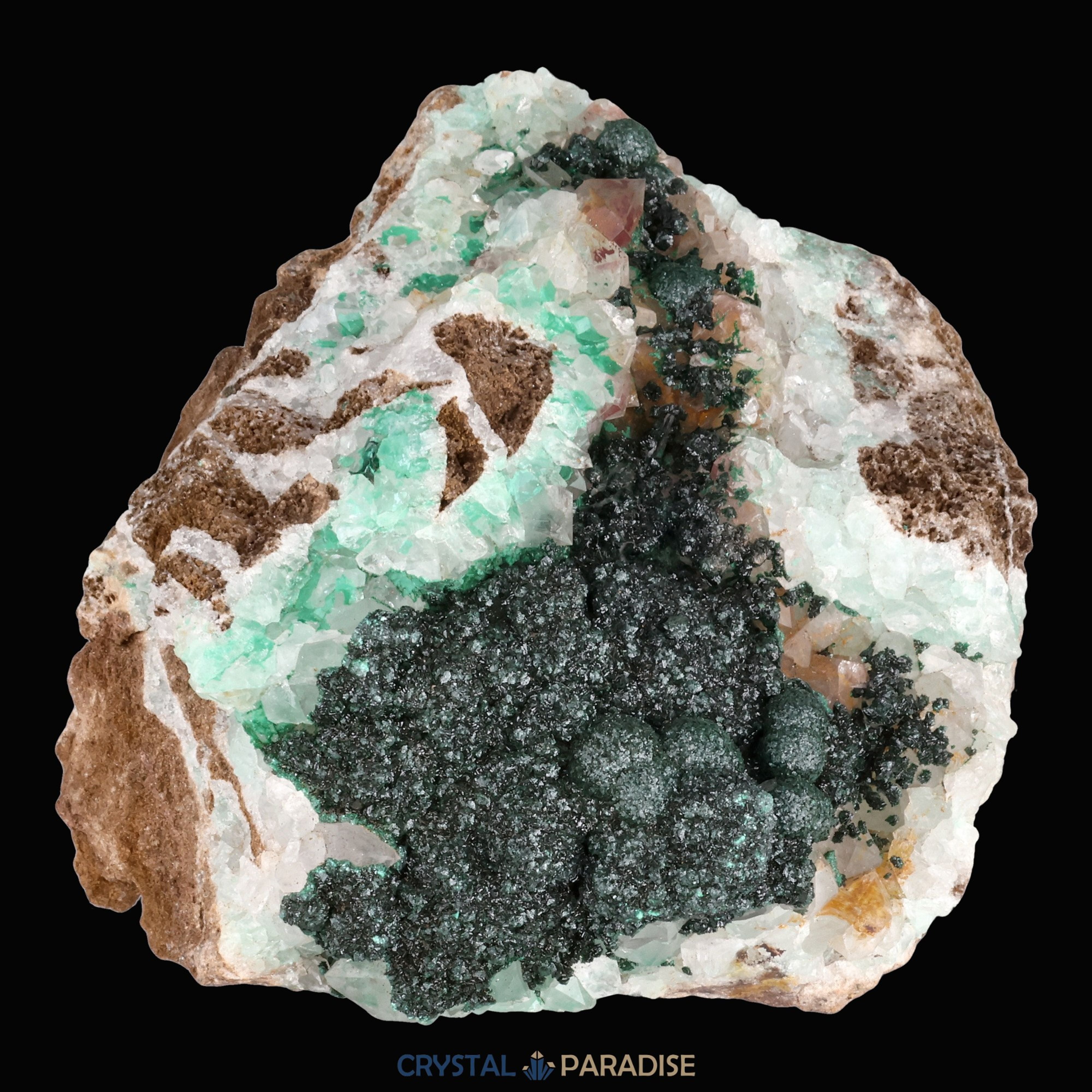 Malachit in Kongo Quarz mit Dolomit Matrix aus Kambove, Kongo (740g) – Ansicht 24