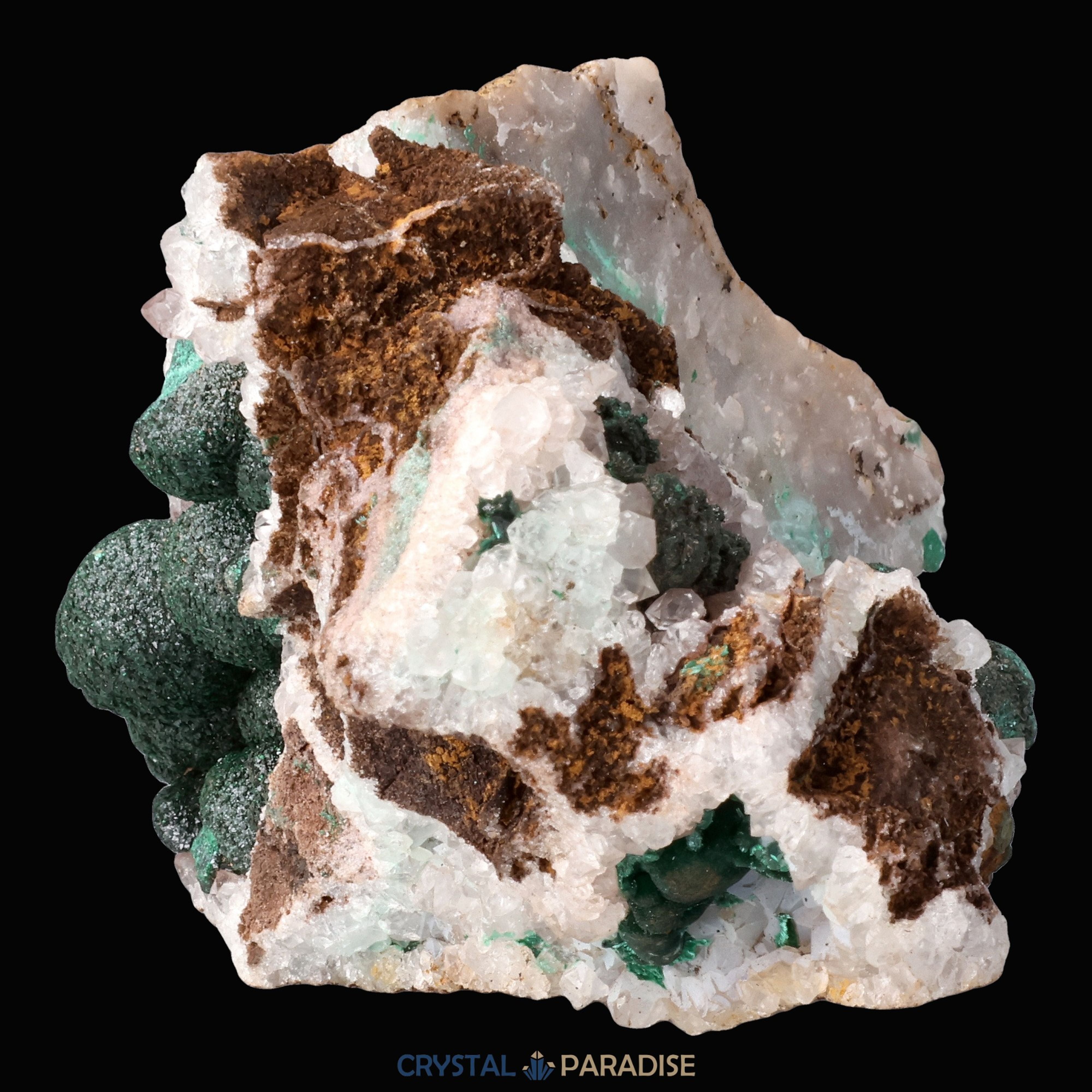 Malachit in Kongo Quarz mit Dolomit Matrix aus Kambove, Kongo (274g) – Ansicht 6