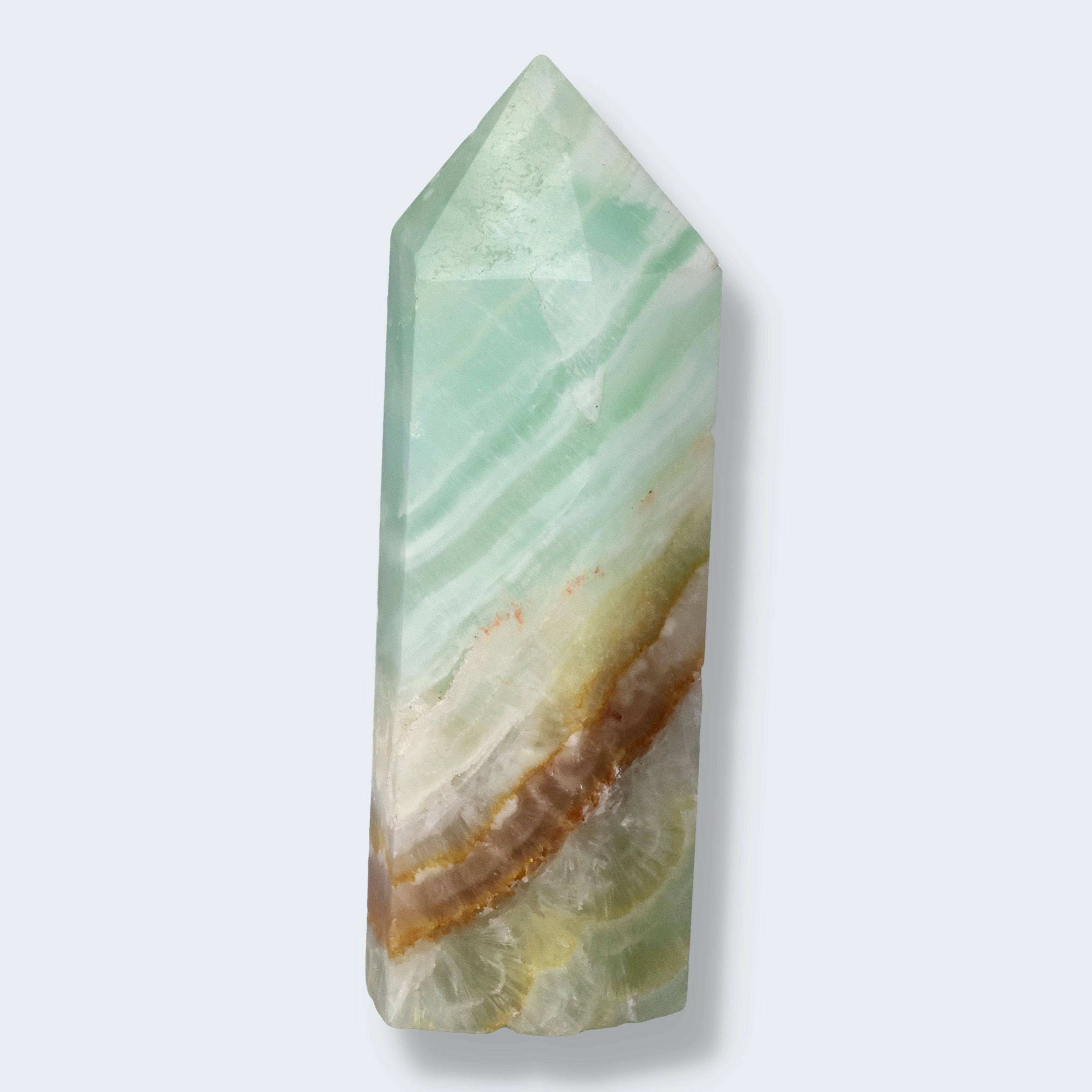Pistazien Calcit Obelisk – Ansicht 3