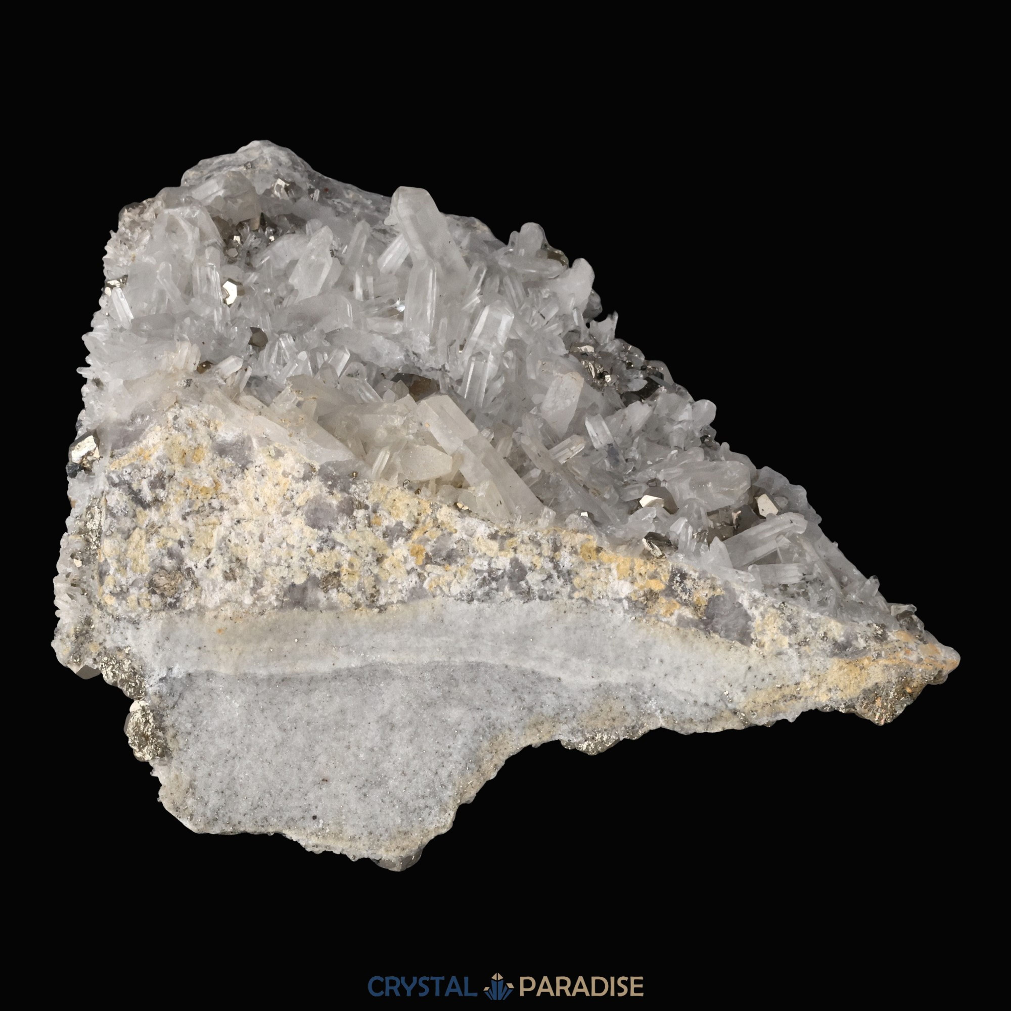 Pyrit an Bergkristall aus Indonesien (1036g) – Ansicht 12