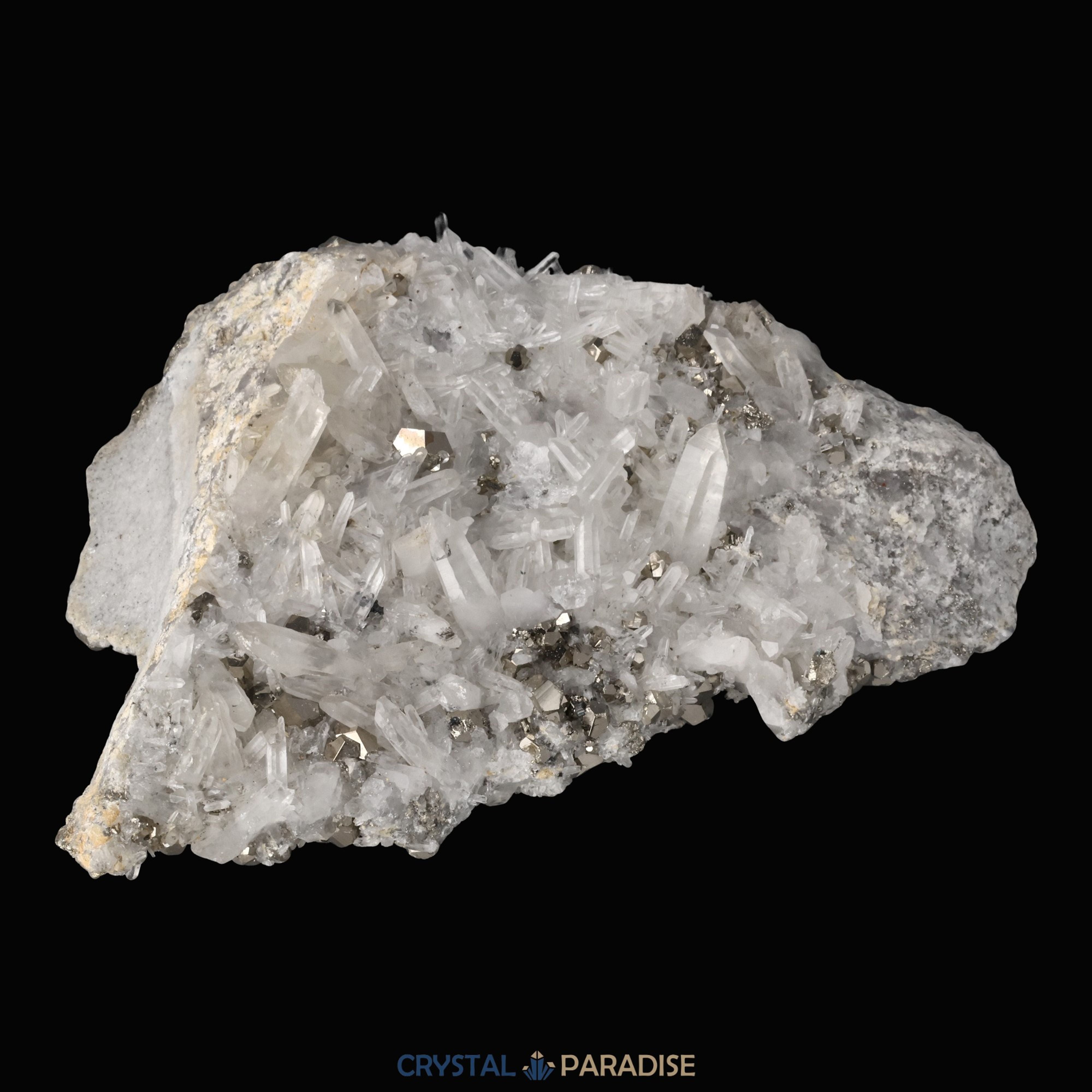 Pyrit an Bergkristall aus Indonesien (1036g) – Ansicht 15