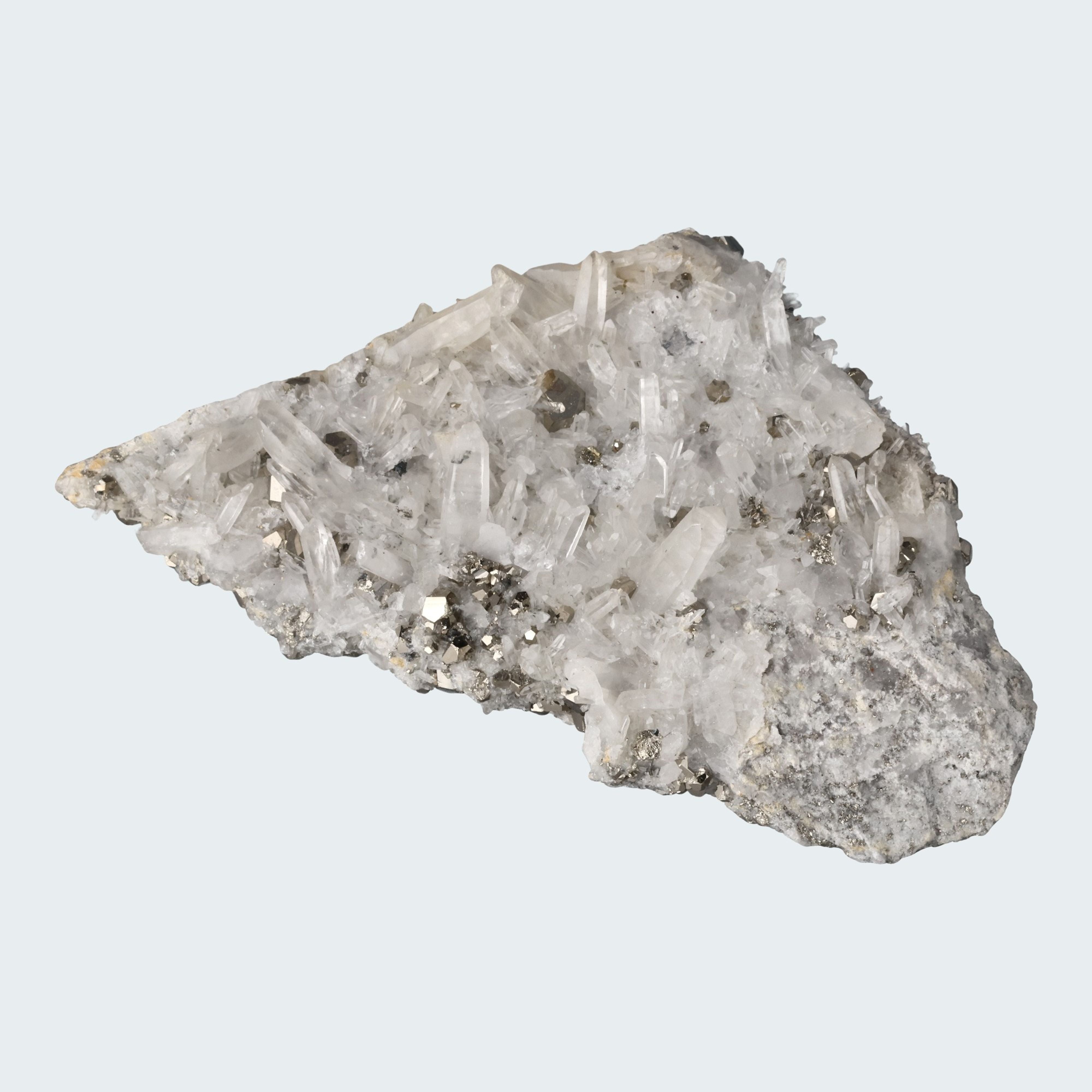 Pyrit an Bergkristall aus Indonesien (1036g) – Ansicht 2