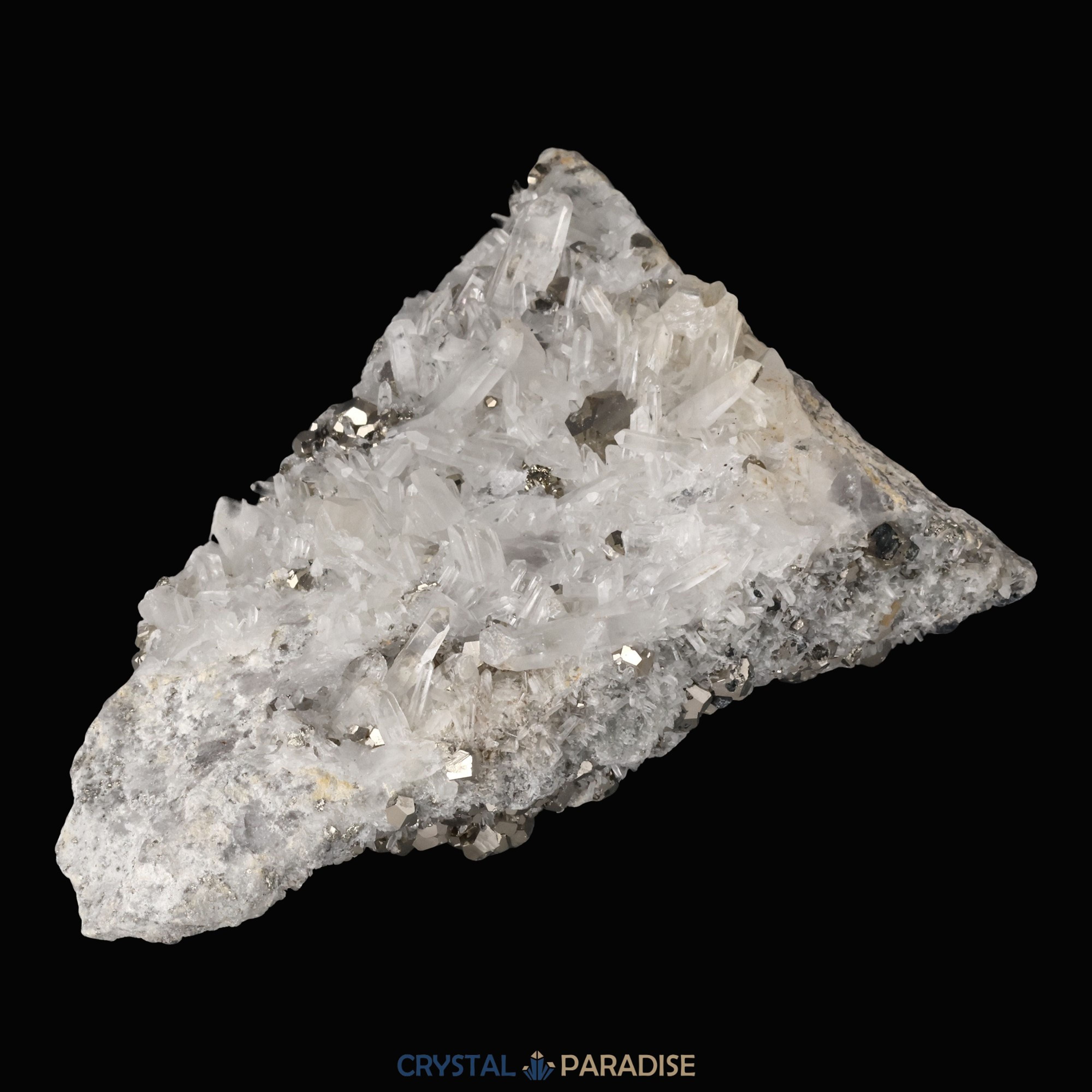 Pyrit an Bergkristall aus Indonesien (1036g) – Ansicht 8