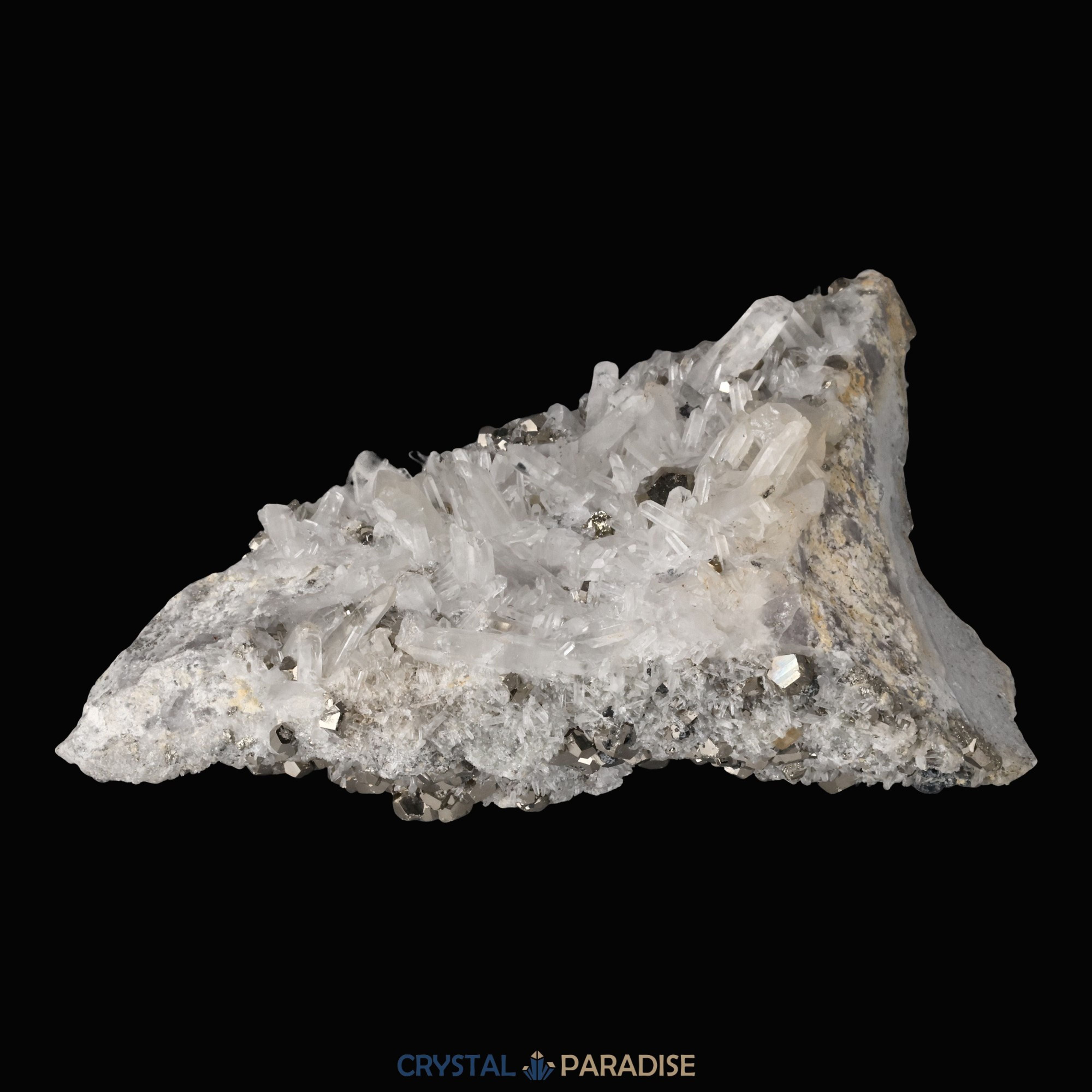 Pyrit an Bergkristall aus Indonesien (1036g) – Ansicht 9