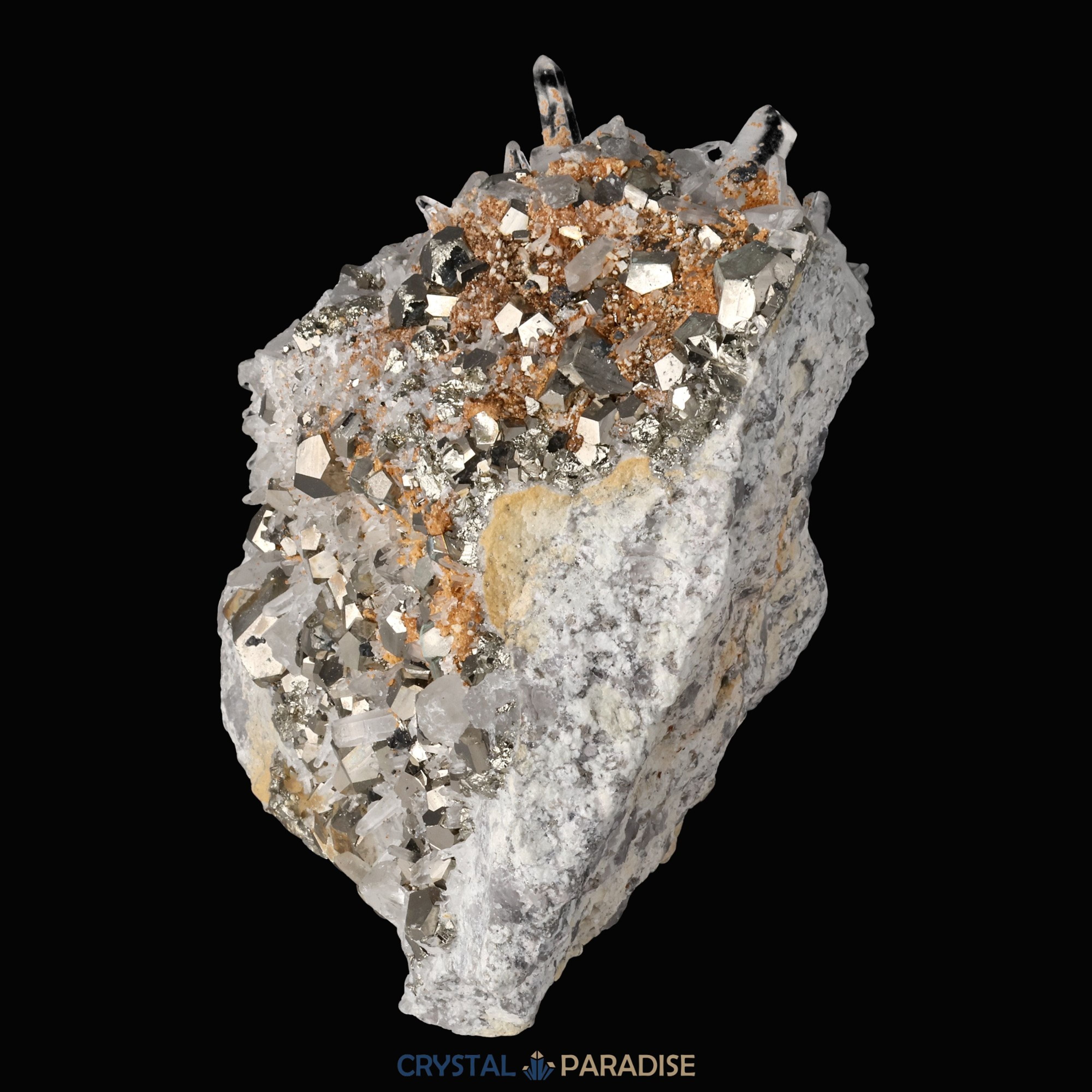 Pyrit an Bergkristall aus Indonesien (1054g) – Ansicht 6