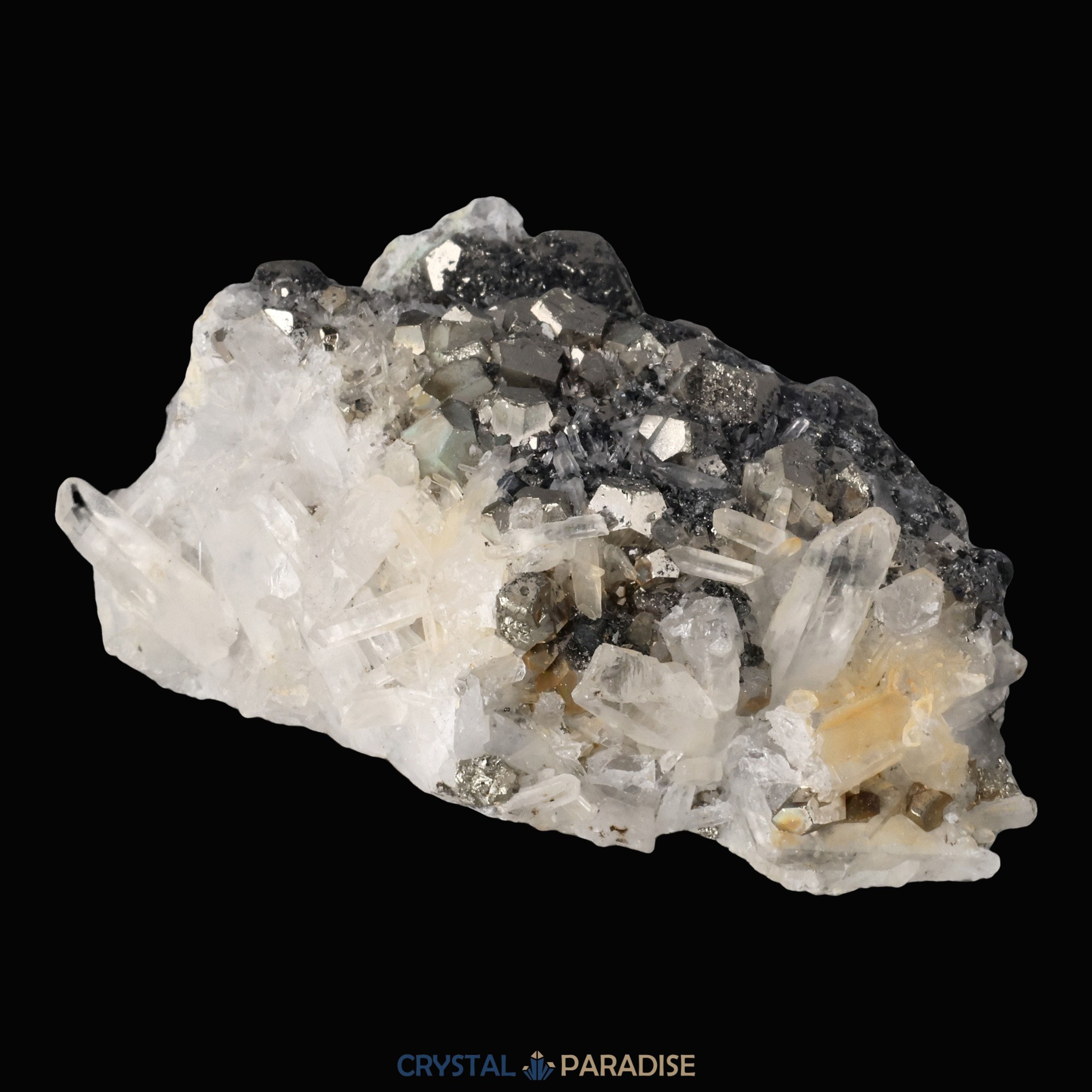 Pyrit an Bergkristall aus Indonesien (222g) – Ansicht 11