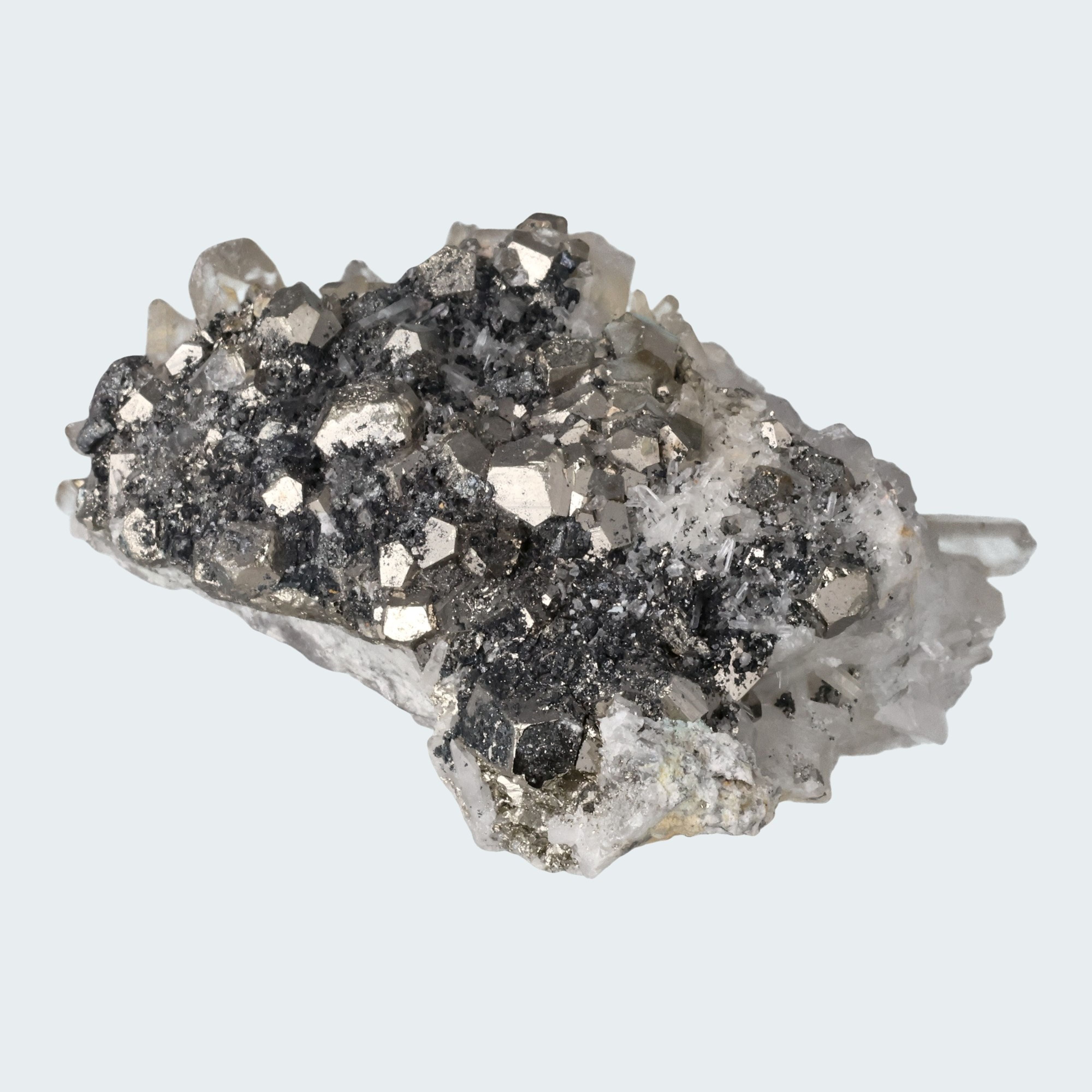 Pyrit an Bergkristall aus Indonesien (222g) – Ansicht 2