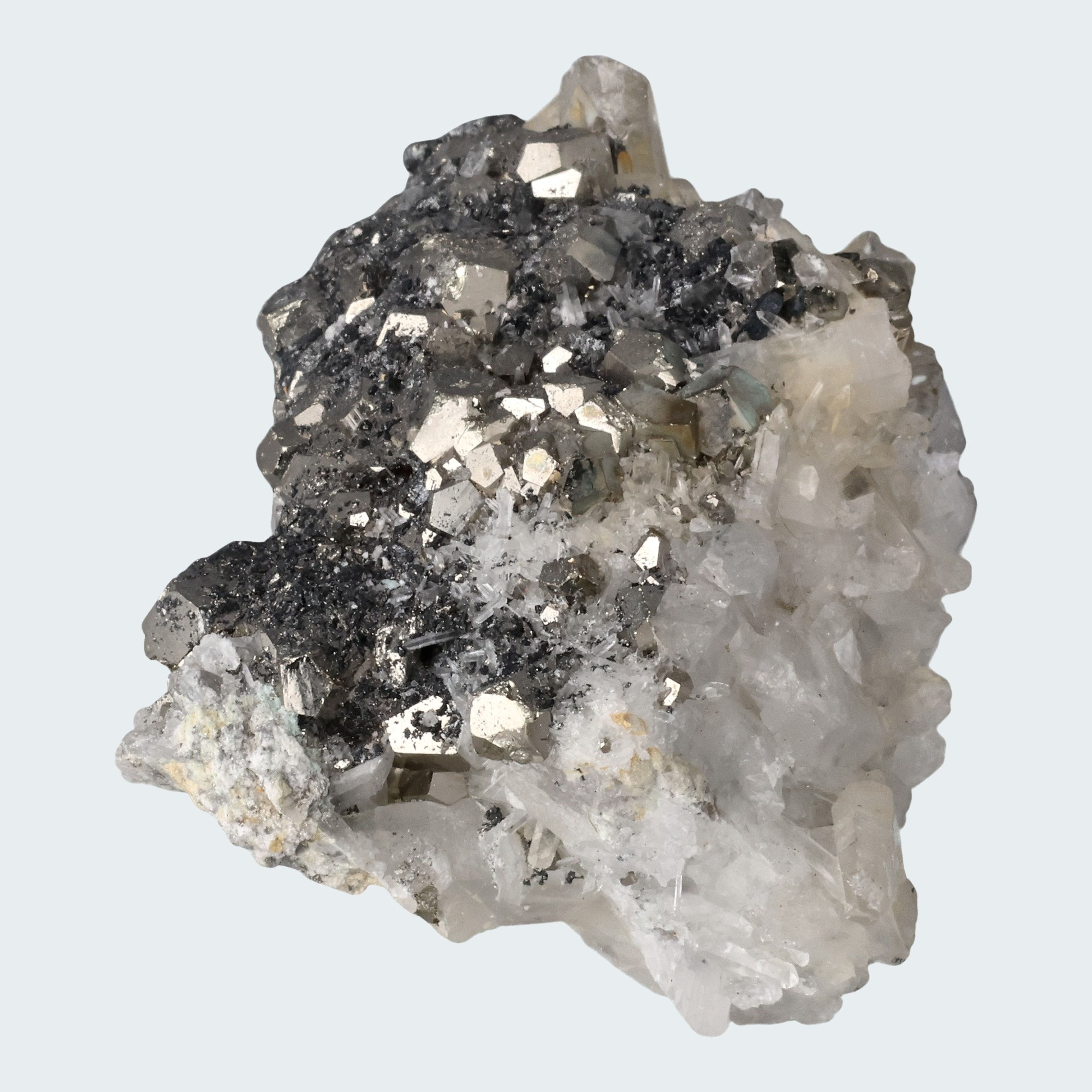 Pyrit an Bergkristall aus Indonesien (222g) – Ansicht 3