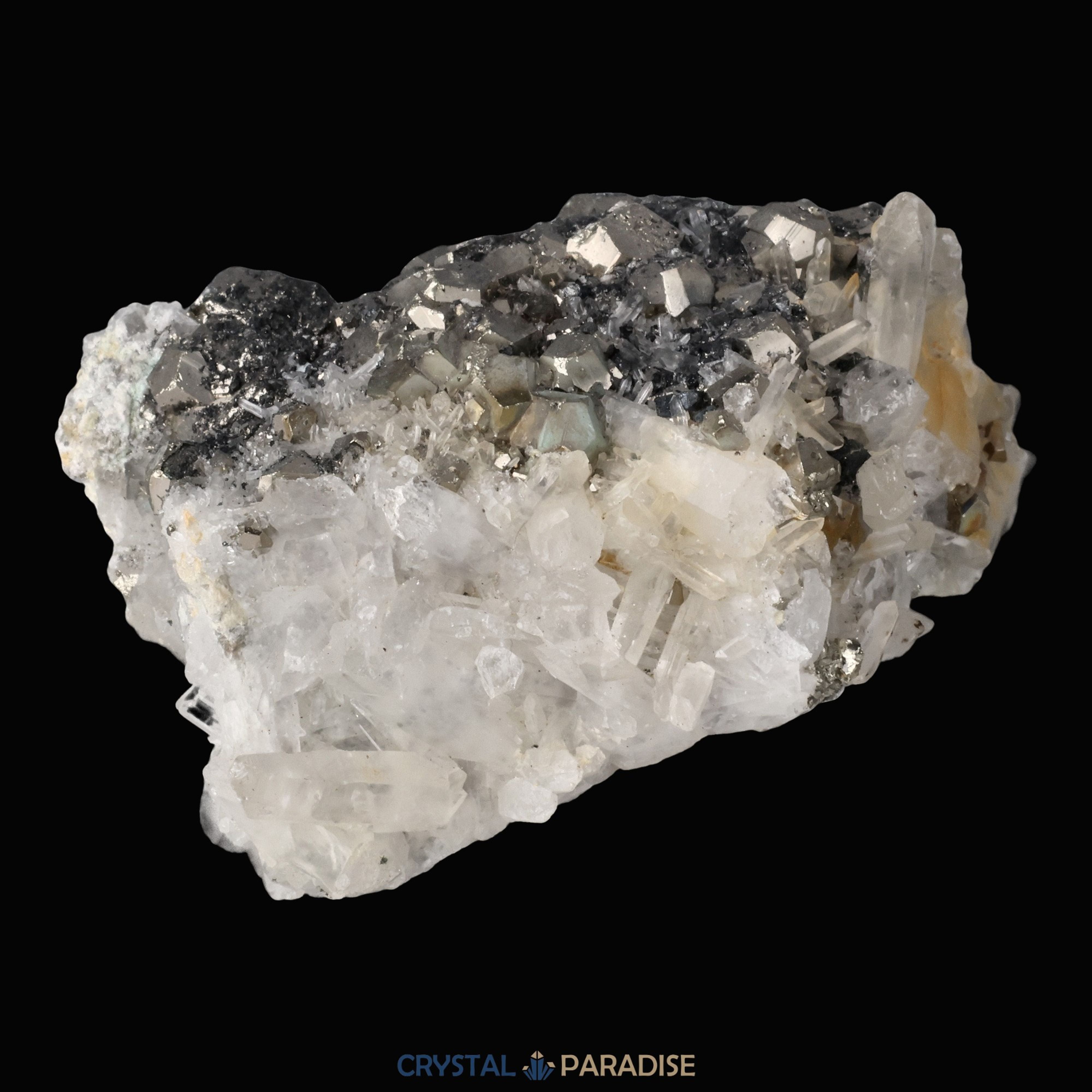 Pyrit an Bergkristall aus Indonesien (222g) – Ansicht 9