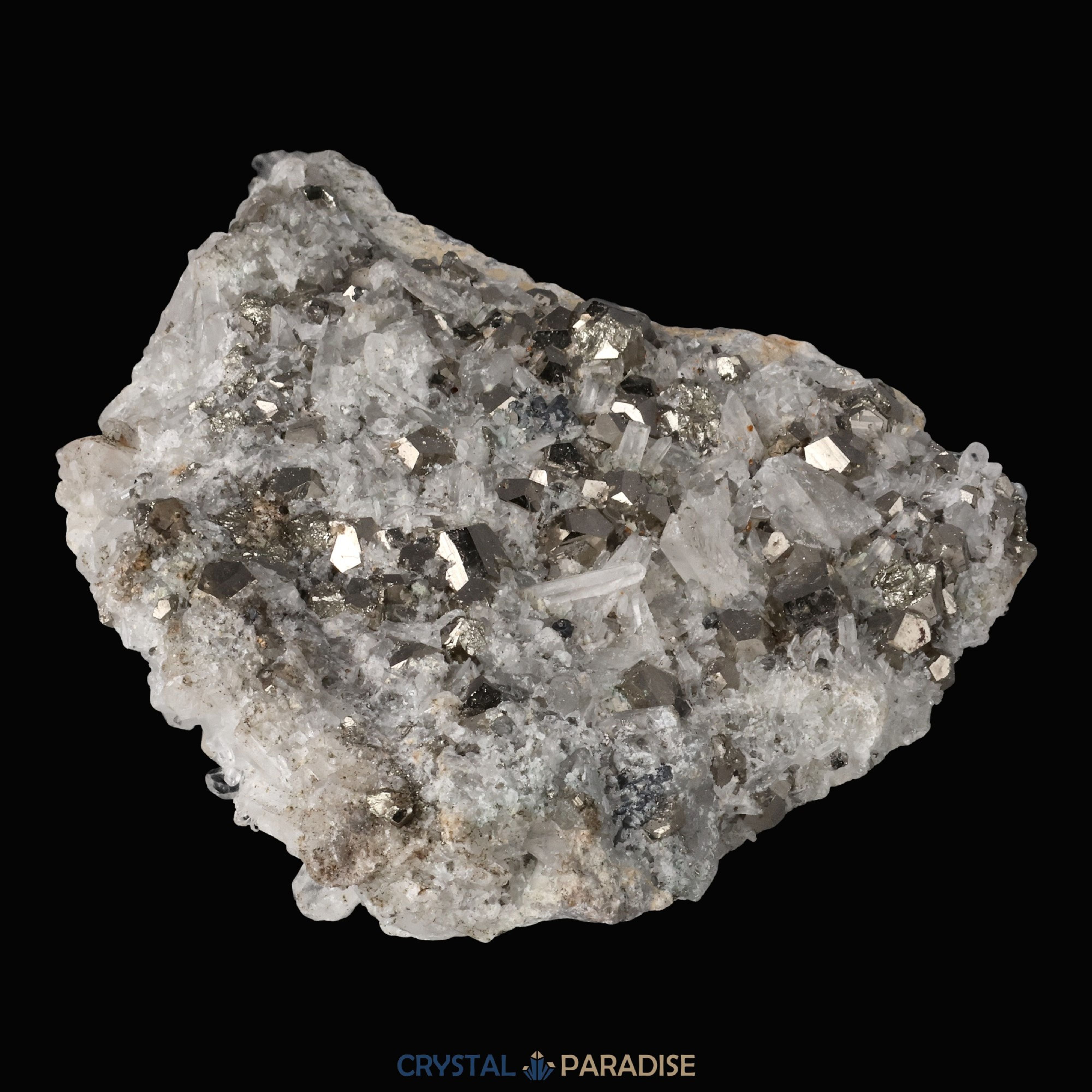 Pyrit an Bergkristall aus Indonesien (330g) – Ansicht 11