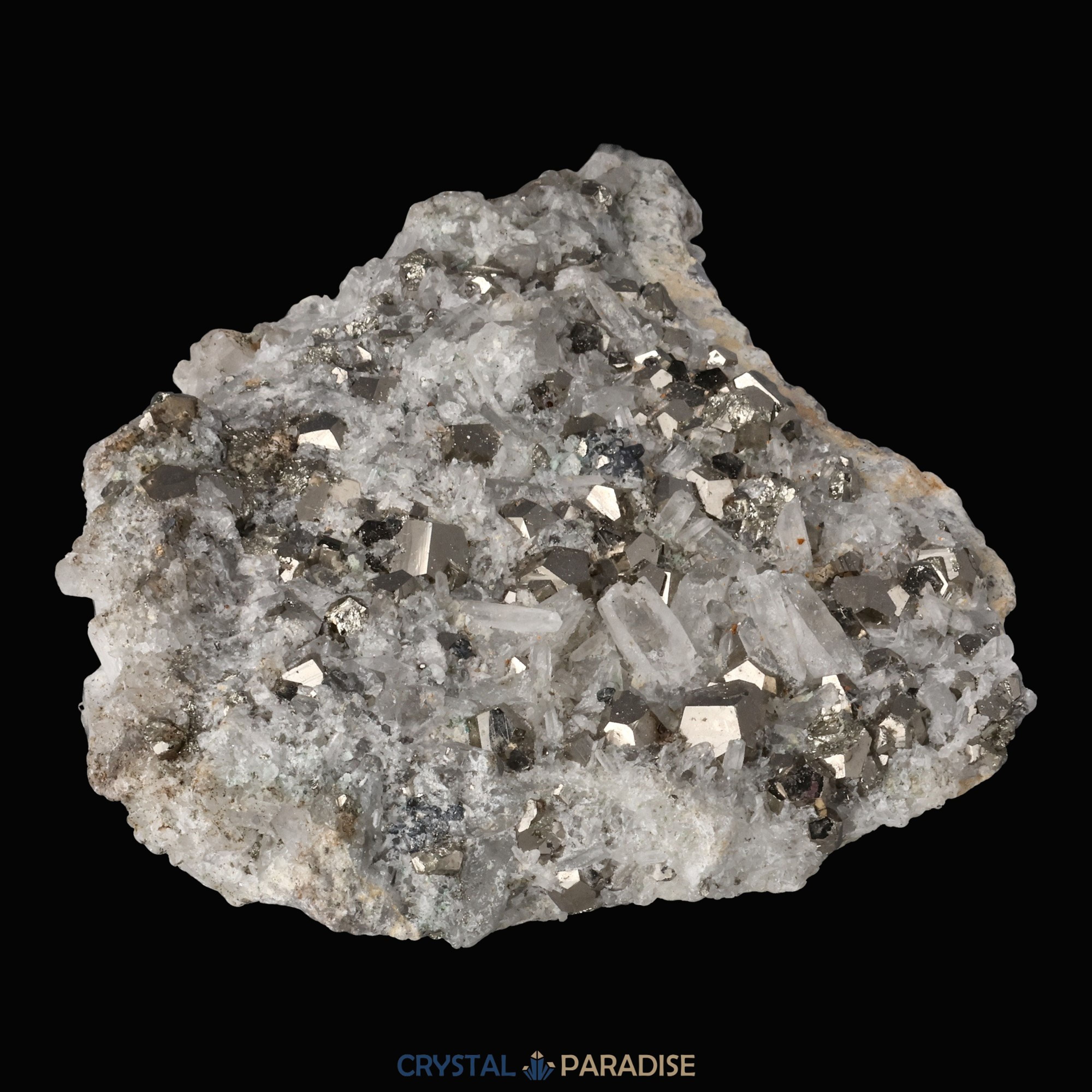 Pyrit an Bergkristall aus Indonesien (330g) – Ansicht 12