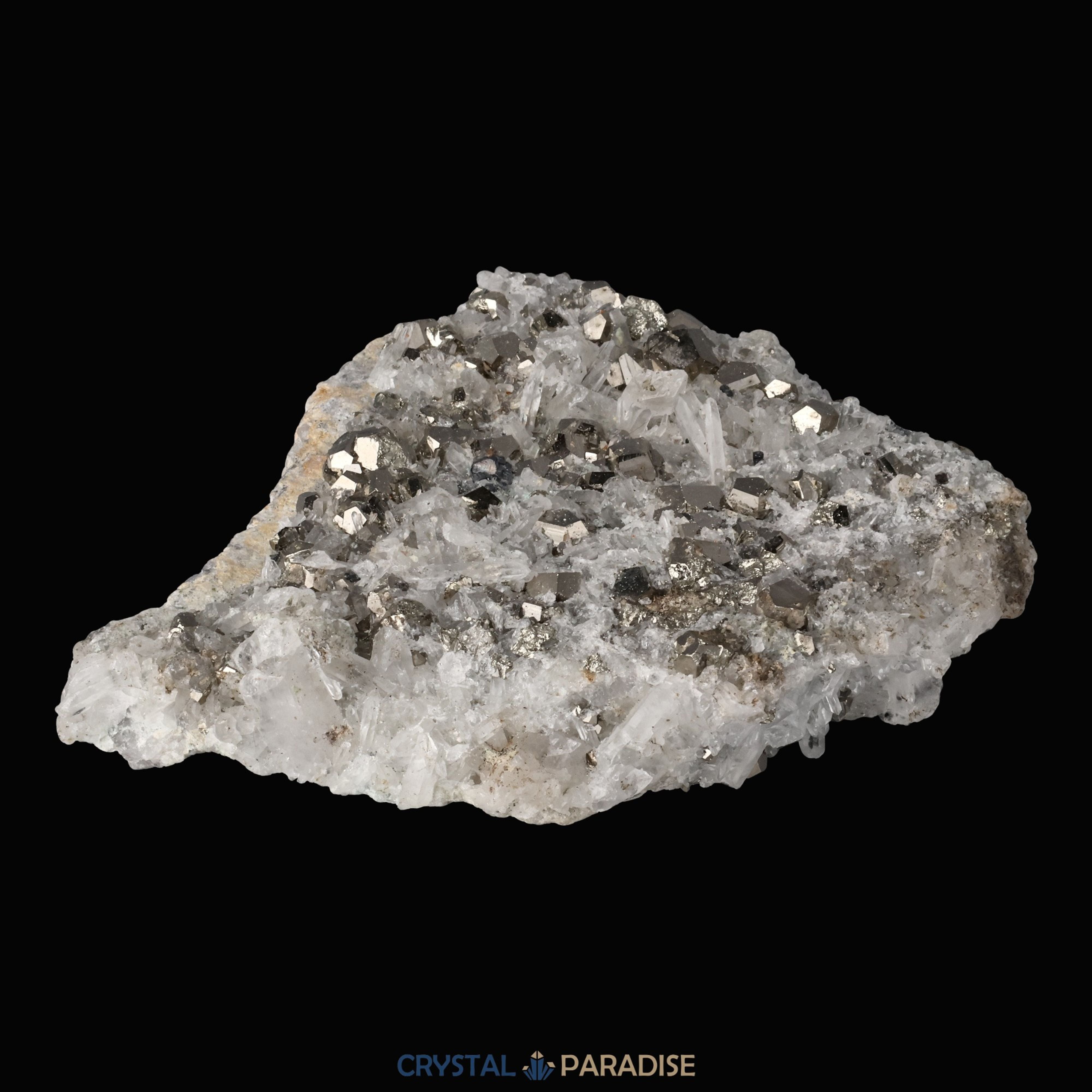 Pyrit an Bergkristall aus Indonesien (330g) – Ansicht 8