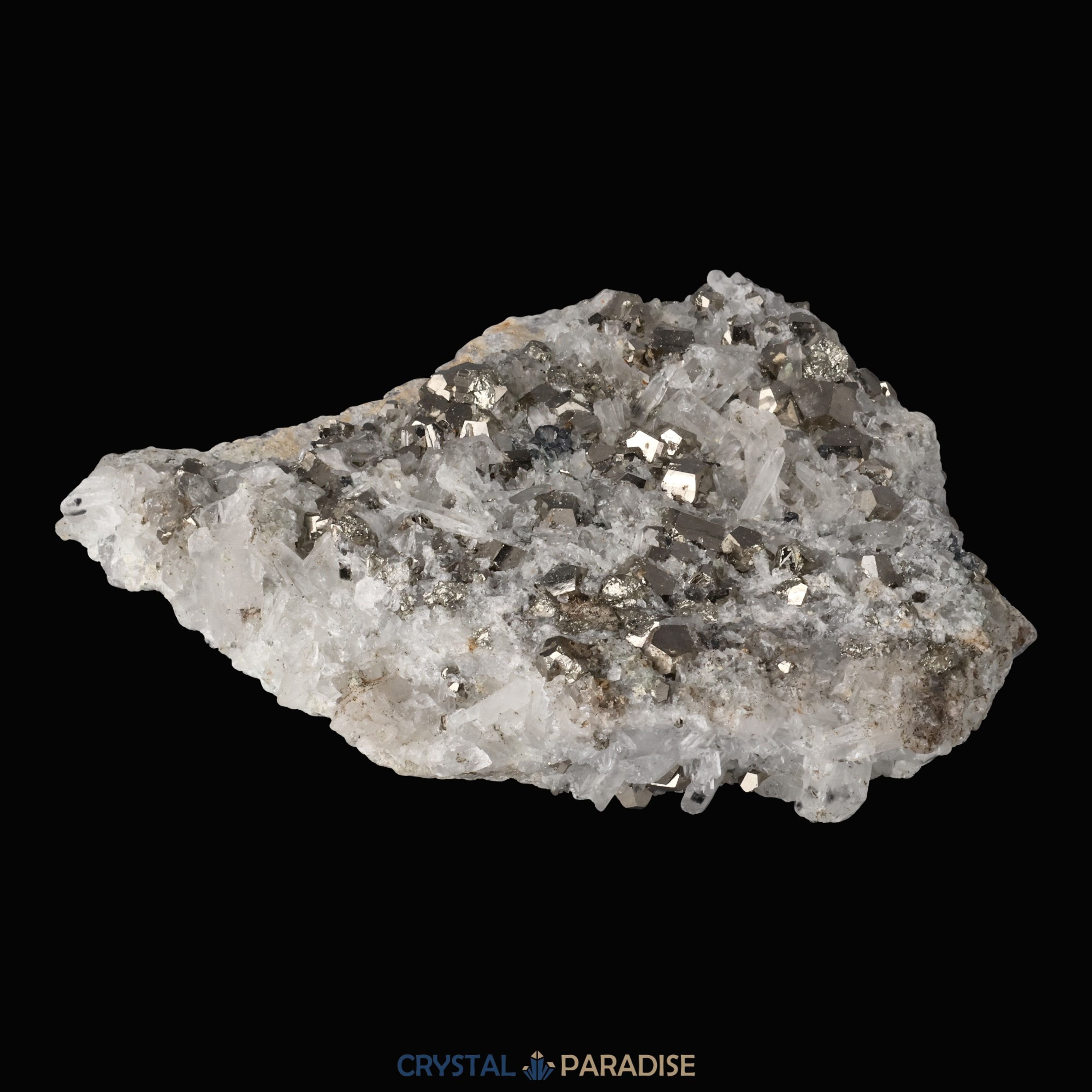 Pyrit an Bergkristall aus Indonesien (330g) – Ansicht 9