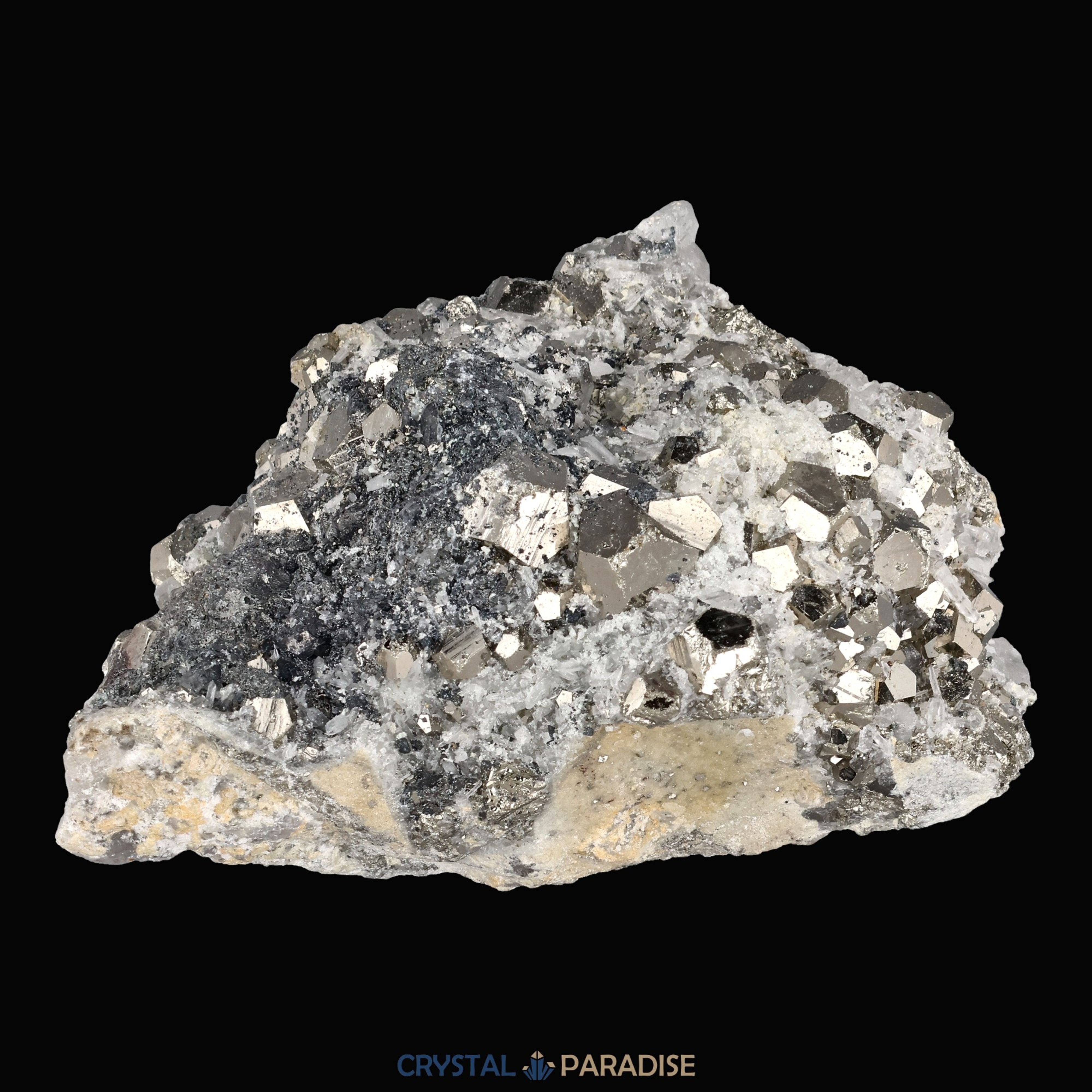 Pyrit an Bergkristall aus Indonesien (370g) – Ansicht 10