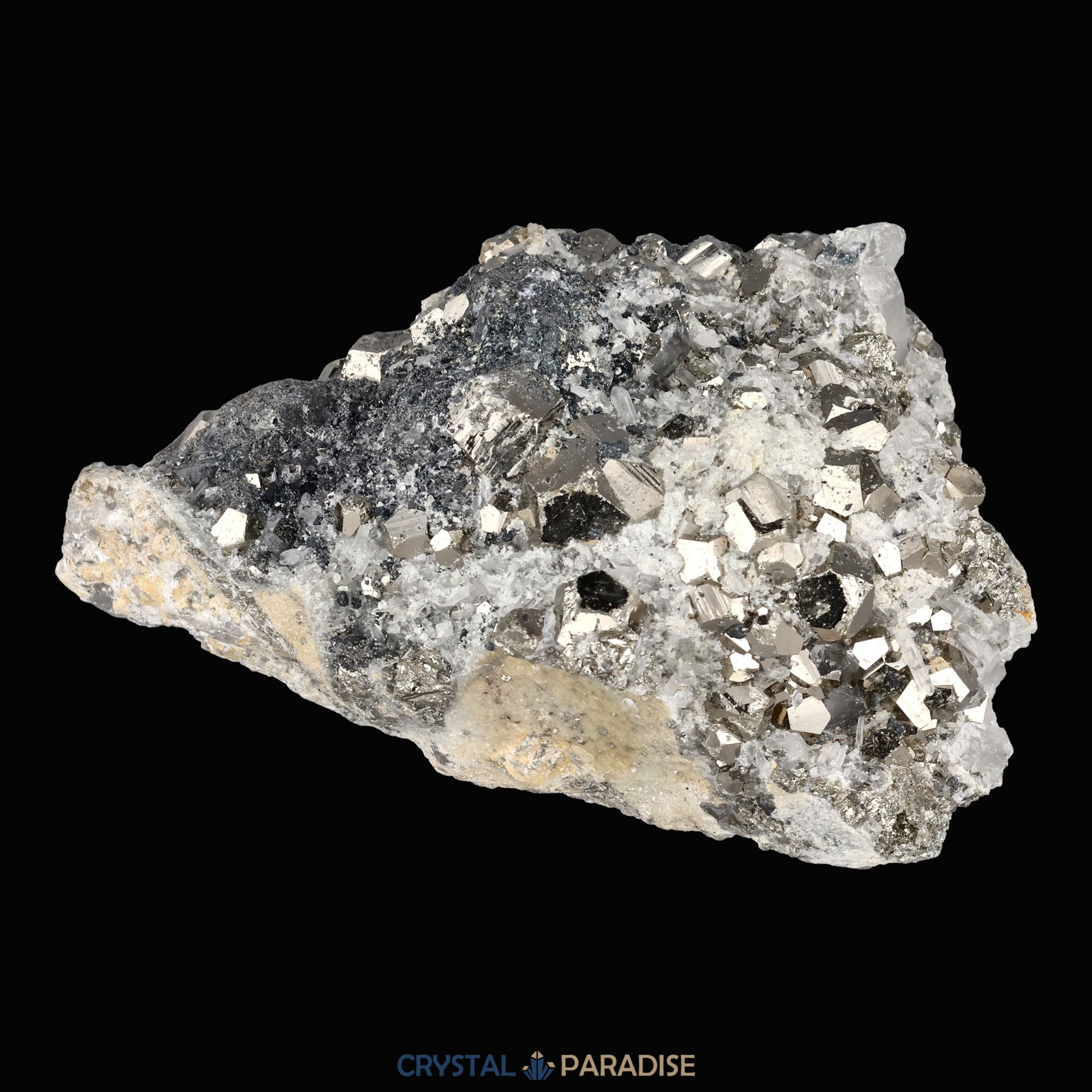 Pyrit an Bergkristall aus Indonesien (370g) – Ansicht 11