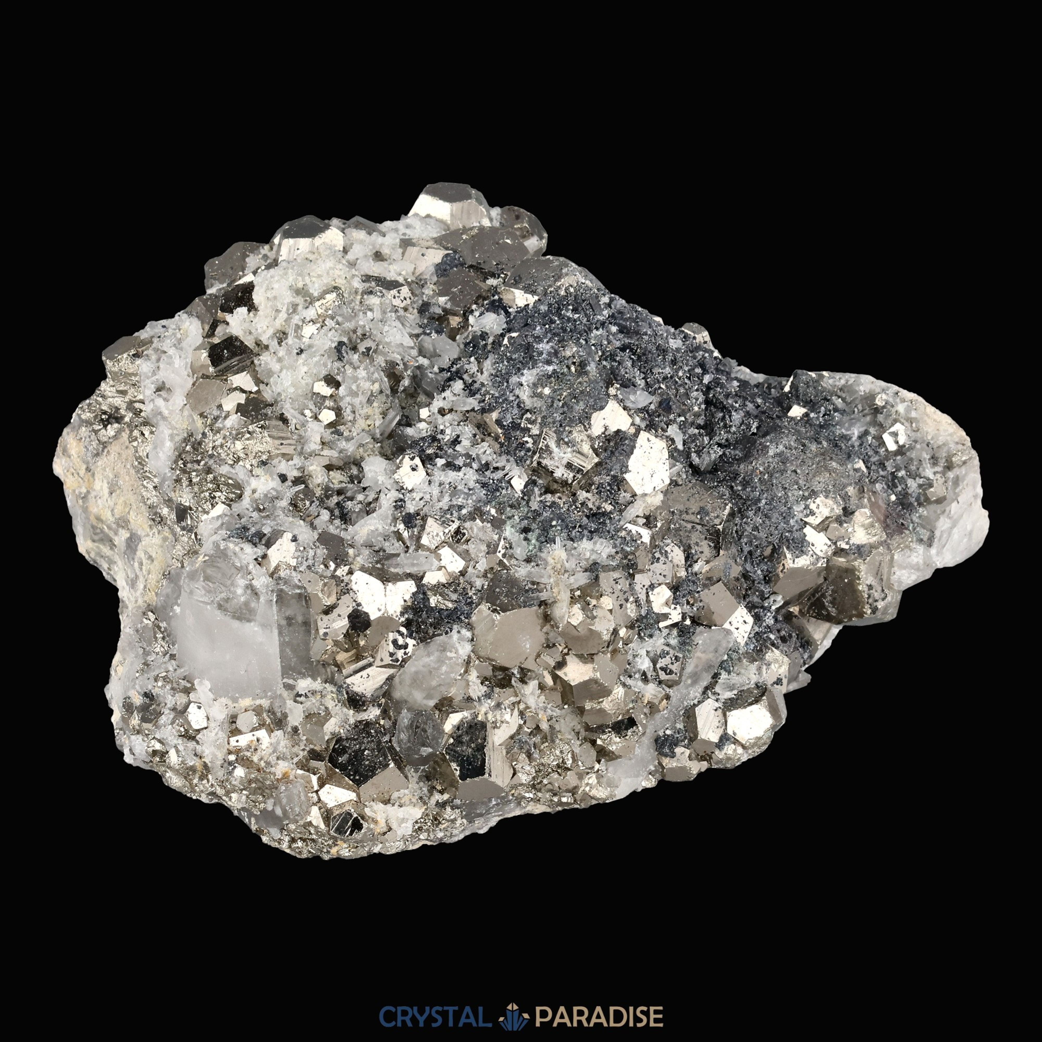 Pyrit an Bergkristall aus Indonesien (370g) – Ansicht 5