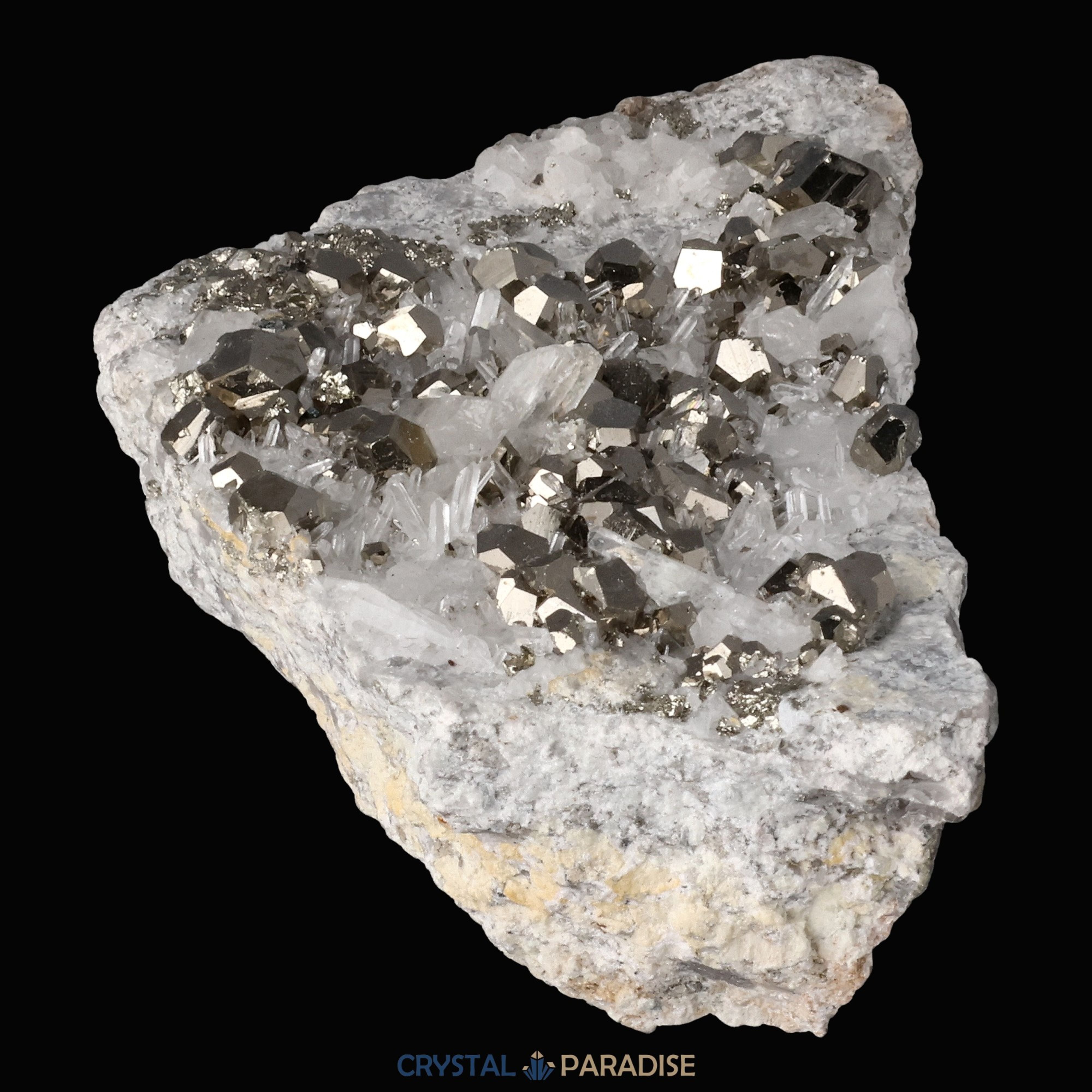 Pyrit an Bergkristall aus Indonesien (387g) – Ansicht 10