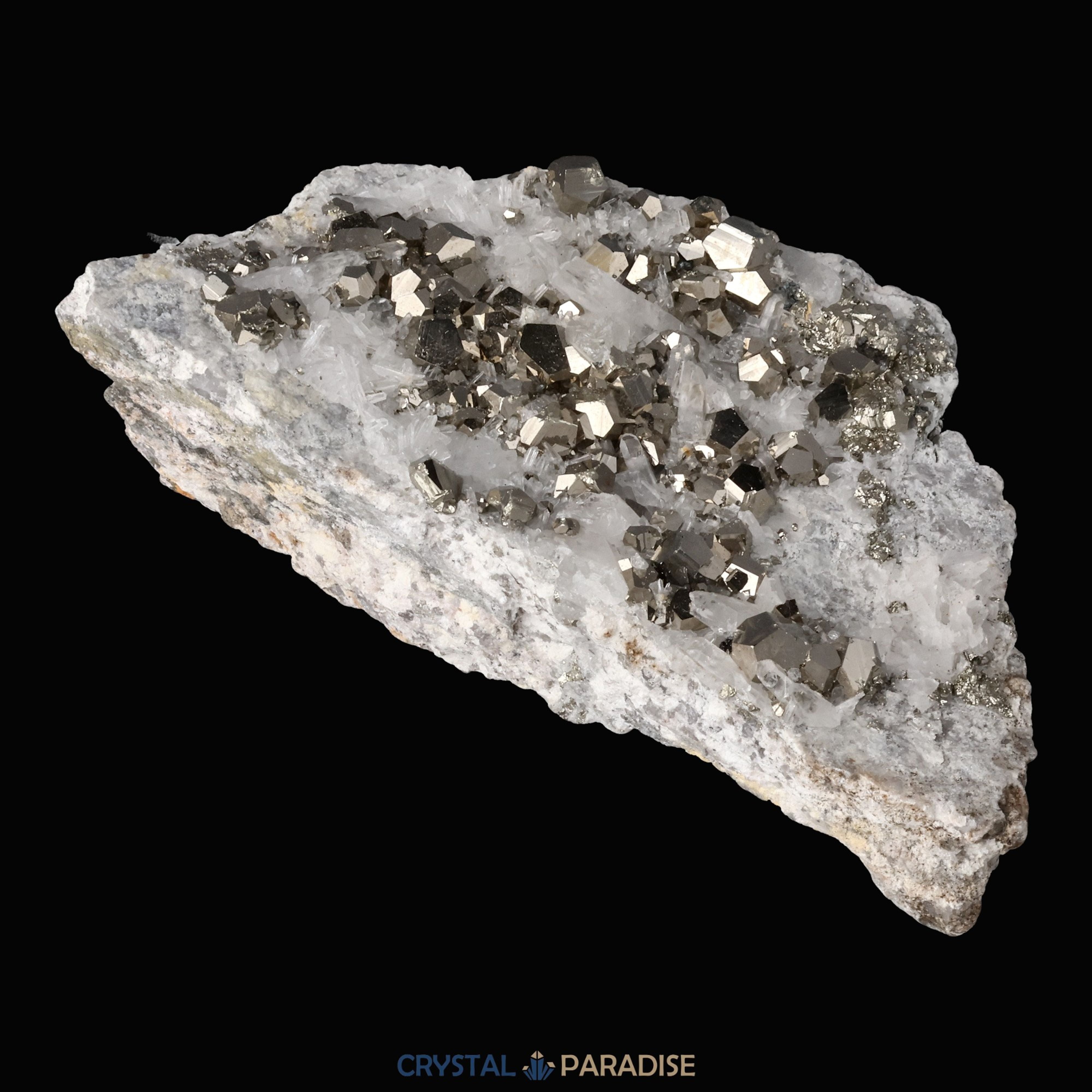 Pyrit an Bergkristall aus Indonesien (387g) – Ansicht 14