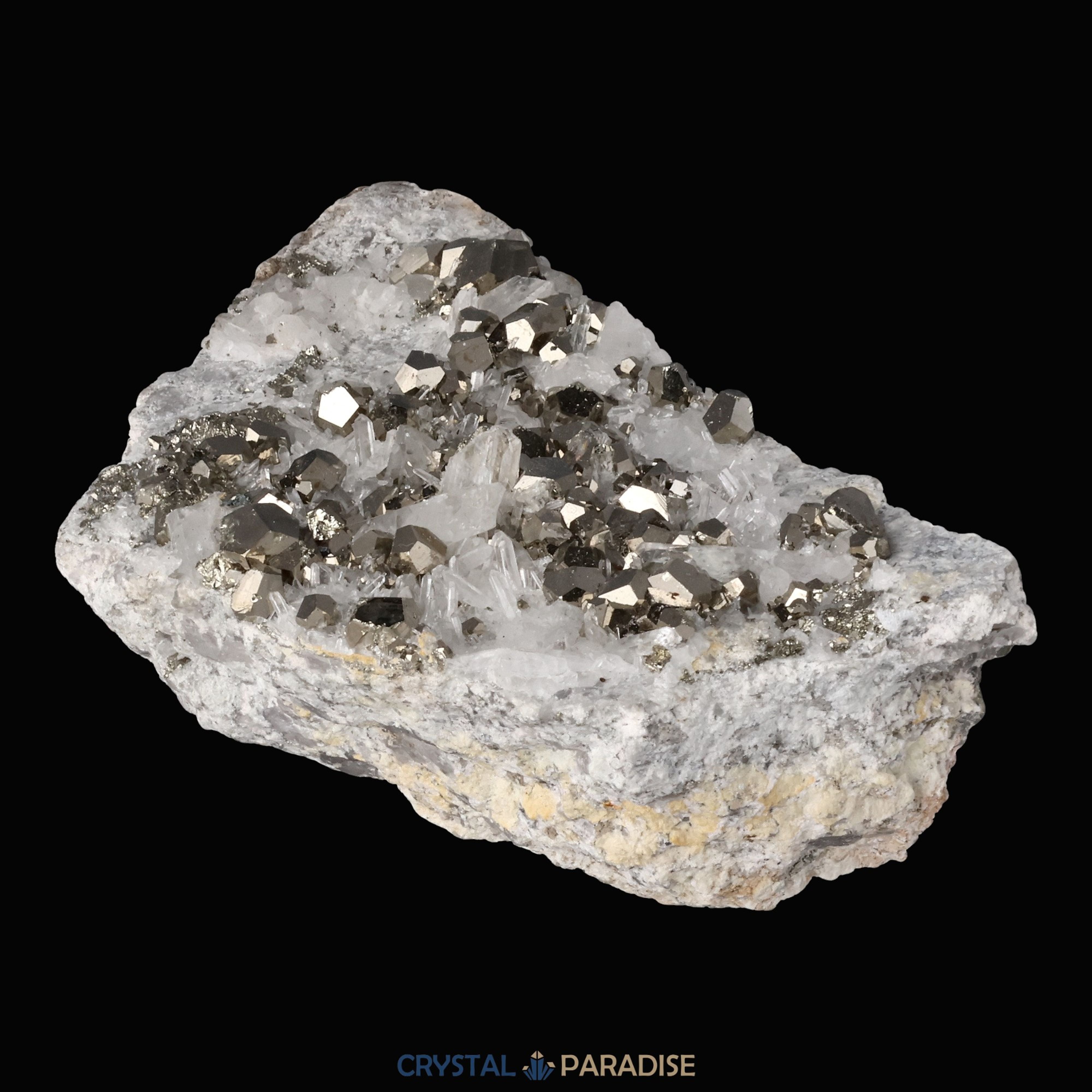 Pyrit an Bergkristall aus Indonesien (387g) – Ansicht 9