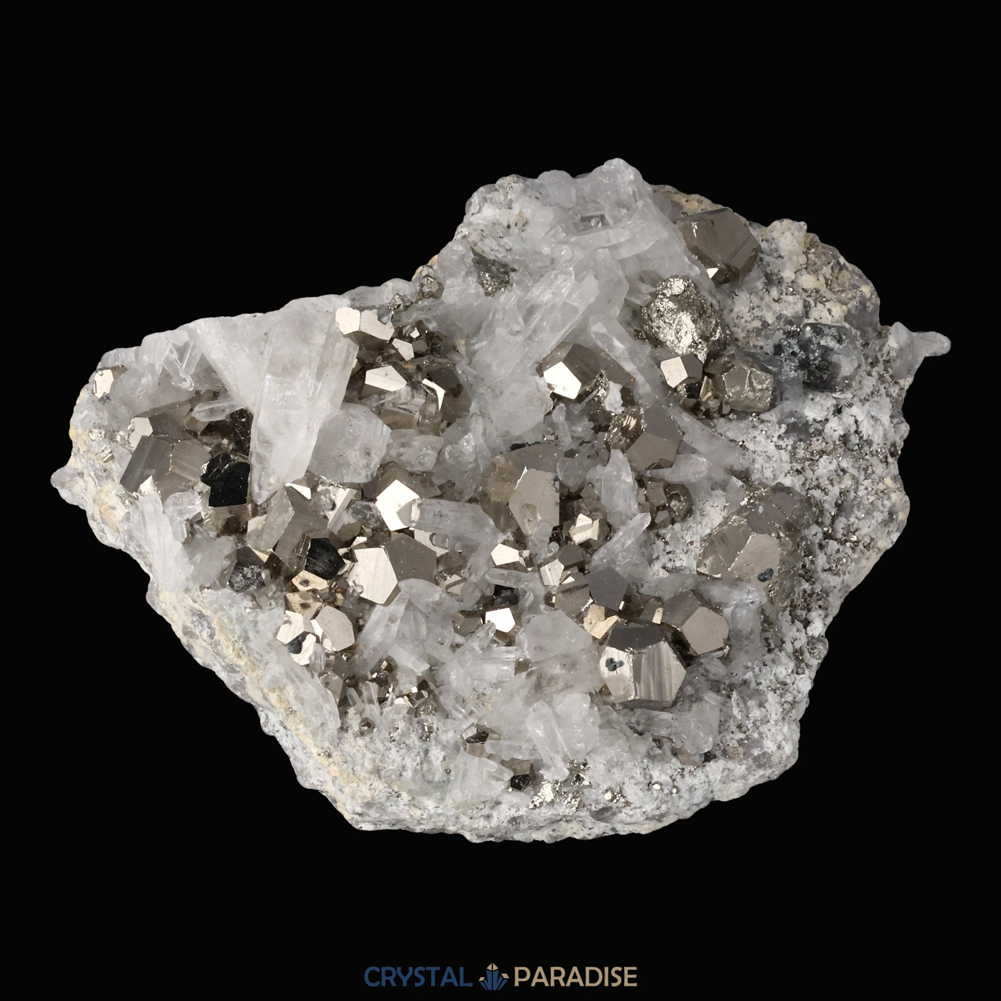 Pyrit an Bergkristall aus Indonesien (440g) – Ansicht 15