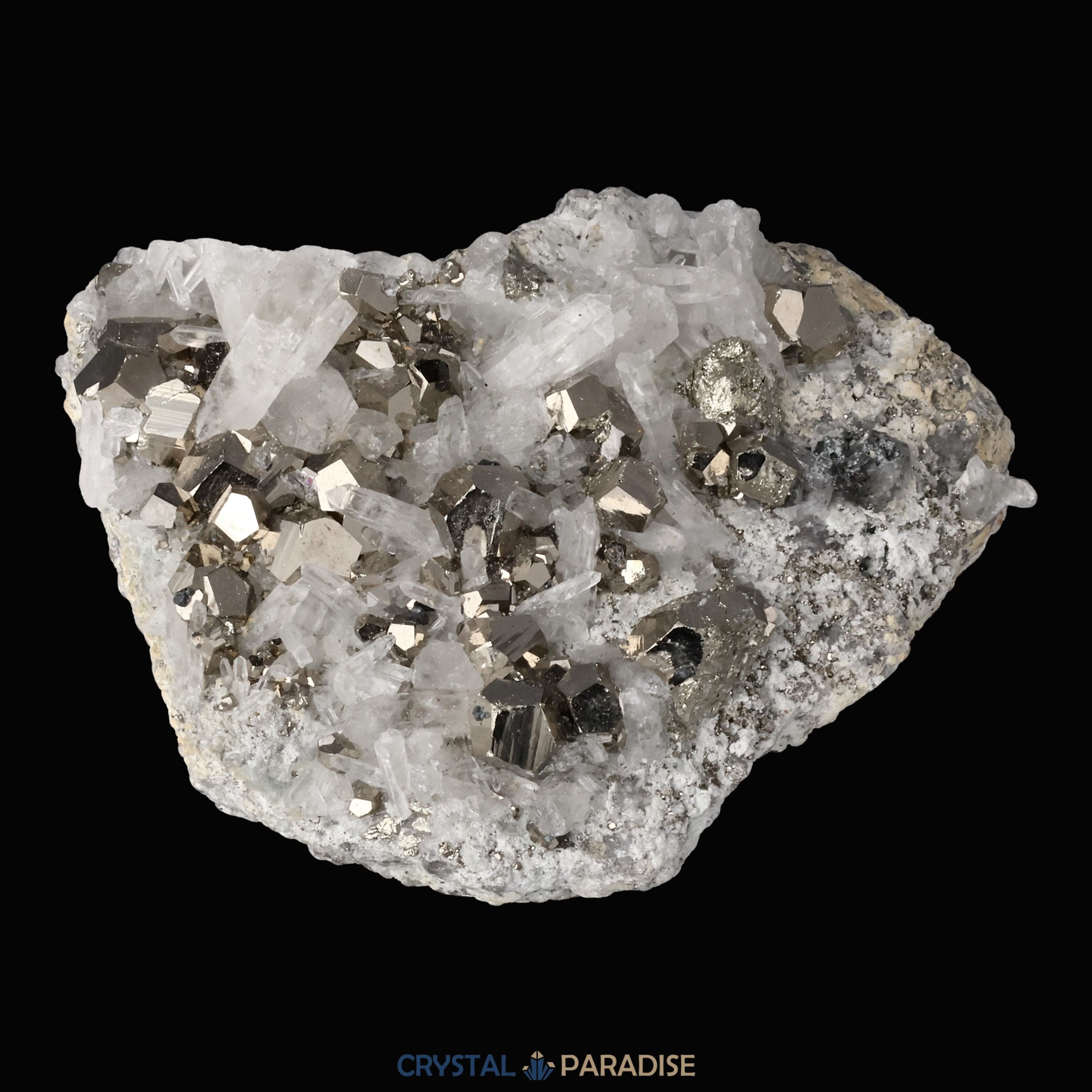 Pyrit an Bergkristall aus Indonesien (440g) – Ansicht 4