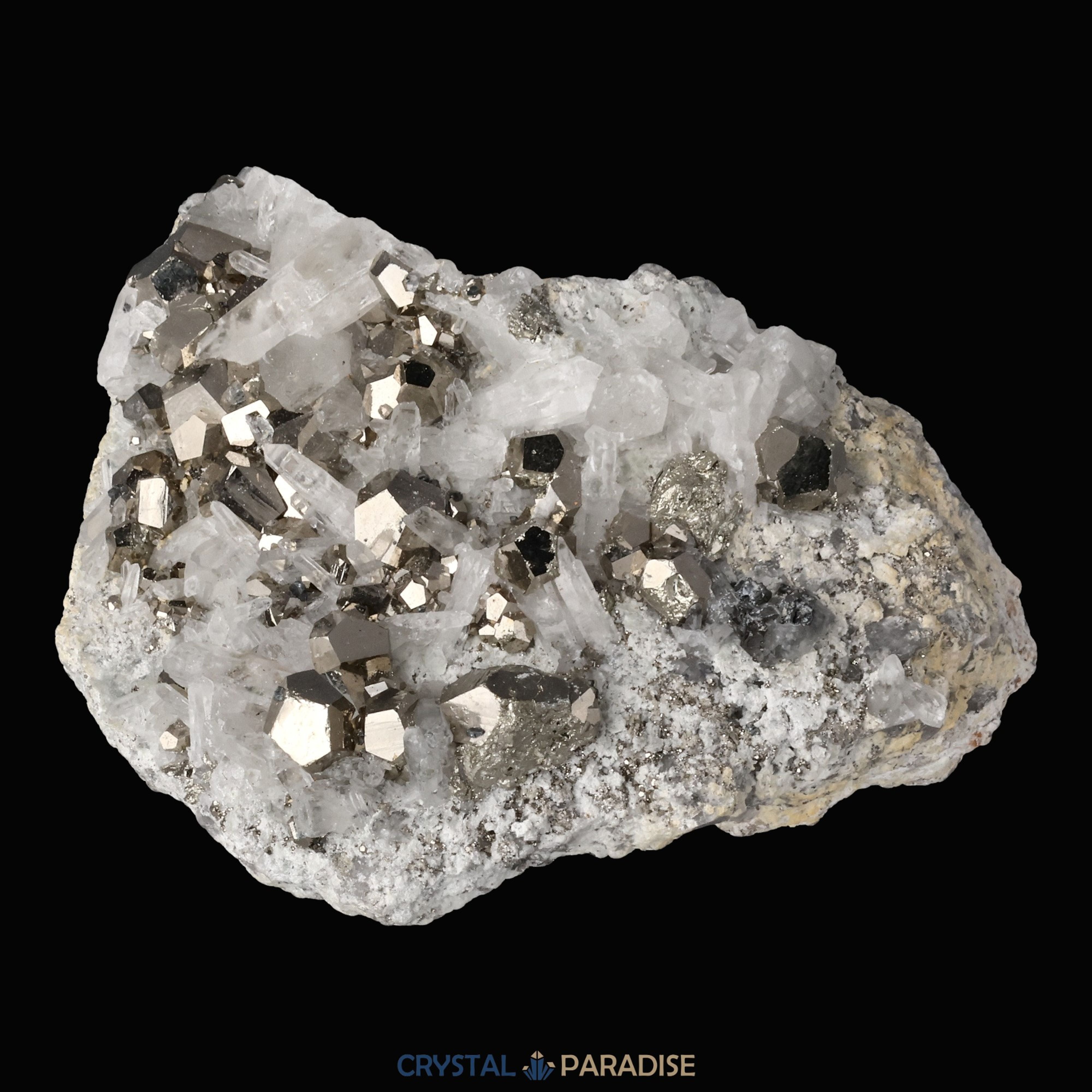 Pyrit an Bergkristall aus Indonesien (440g) – Ansicht 5
