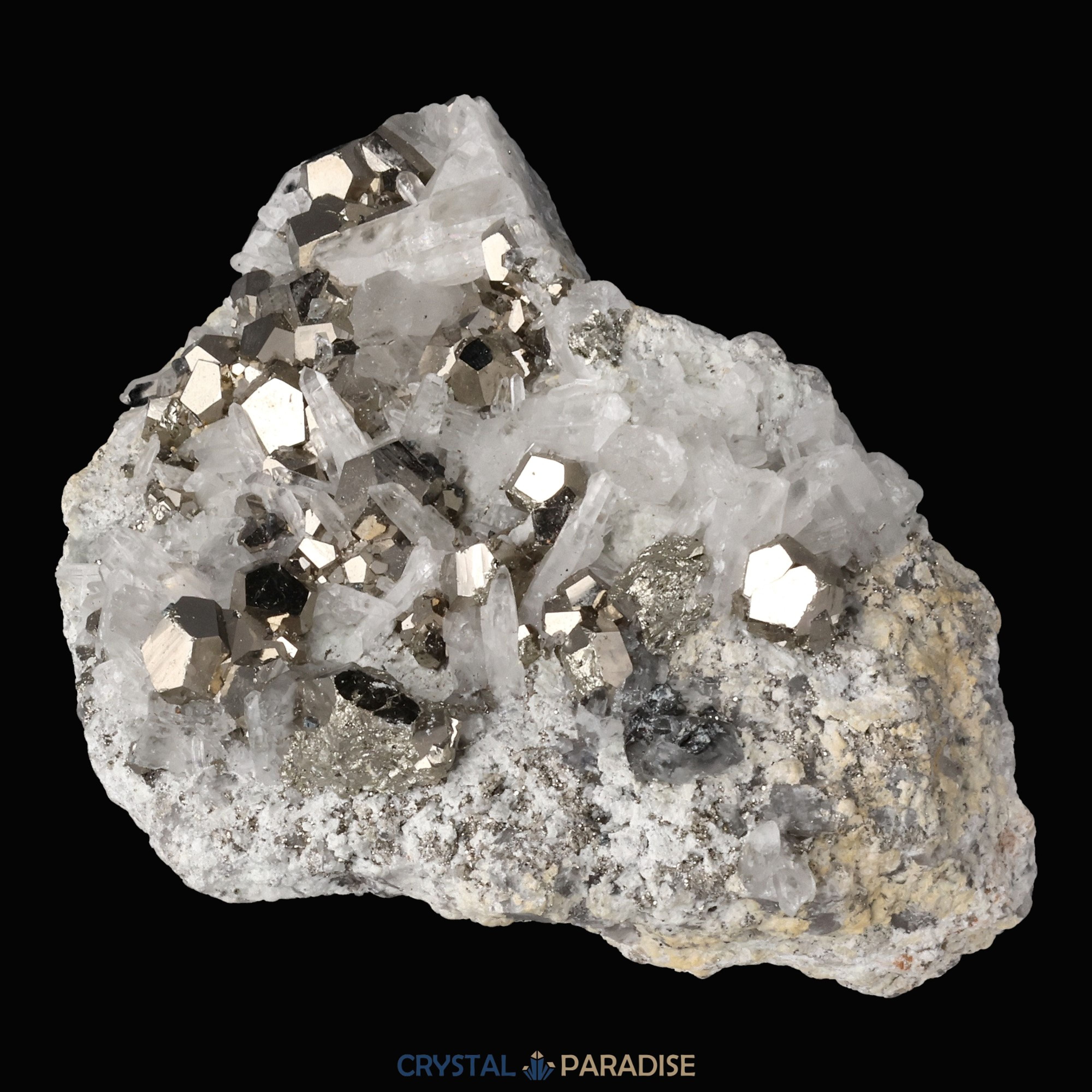 Pyrit an Bergkristall aus Indonesien (440g) – Ansicht 6