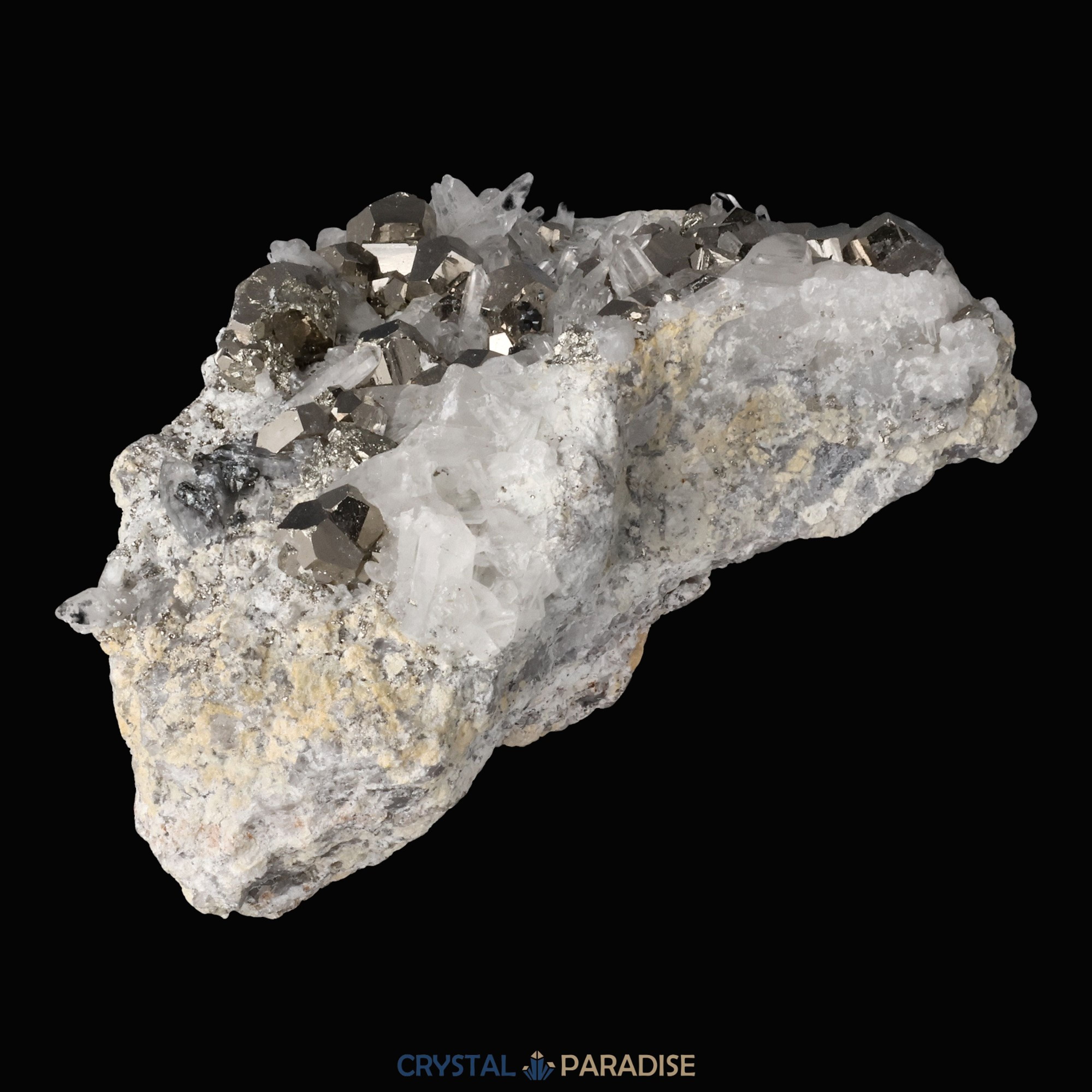 Pyrit an Bergkristall aus Indonesien (440g) – Ansicht 9
