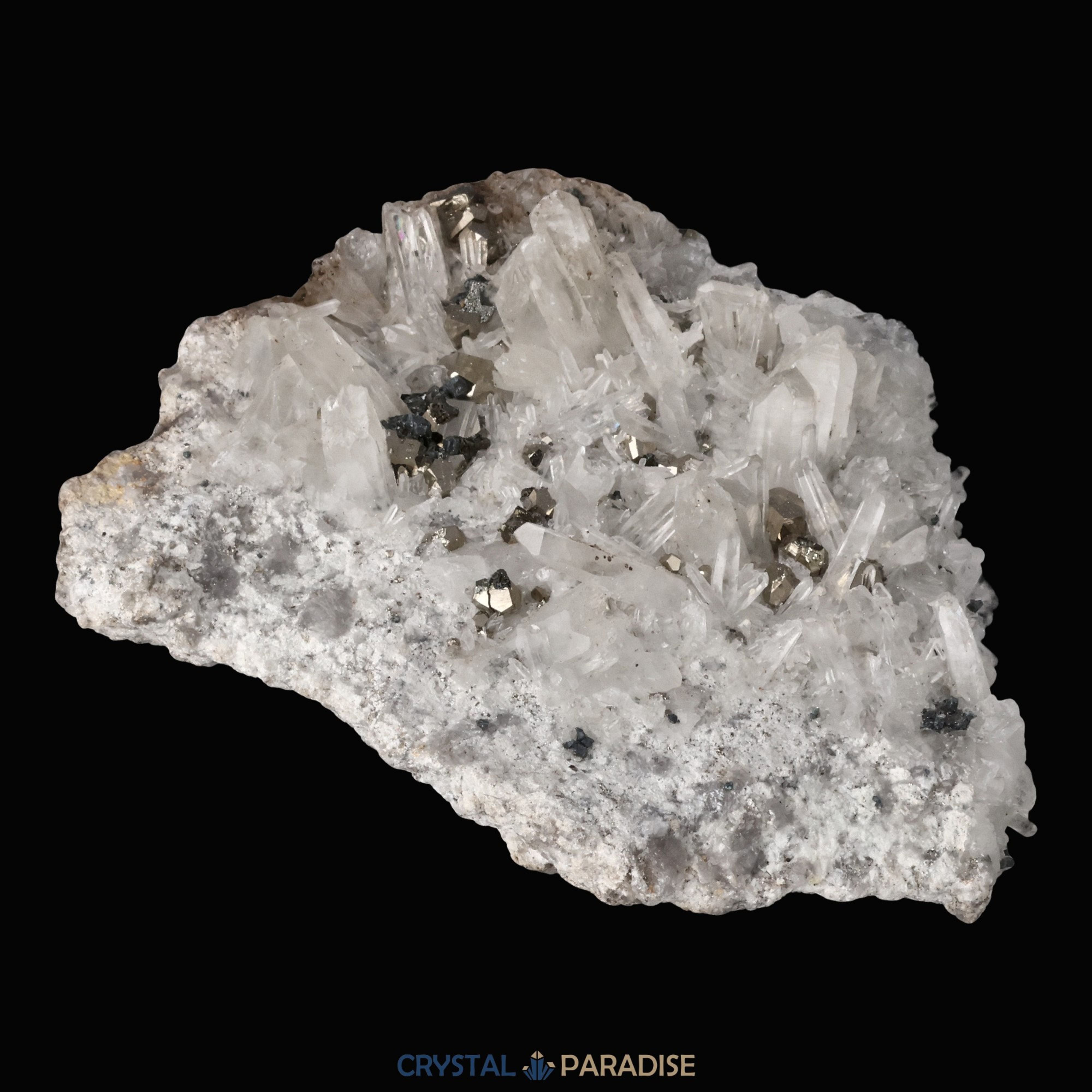 Pyrit an Bergkristall aus Indonesien (540g) – Ansicht 4