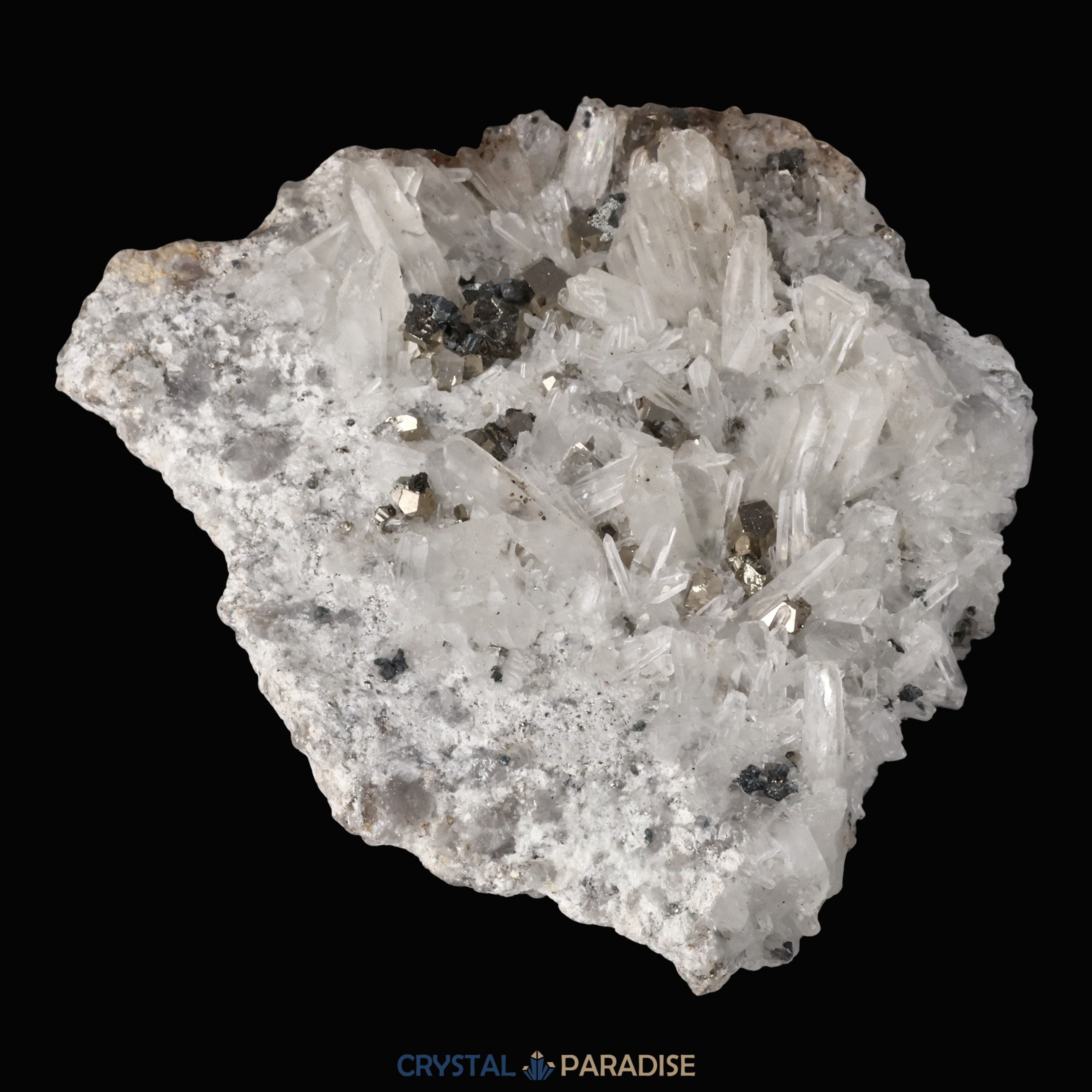 Pyrit an Bergkristall aus Indonesien (540g) – Ansicht 5