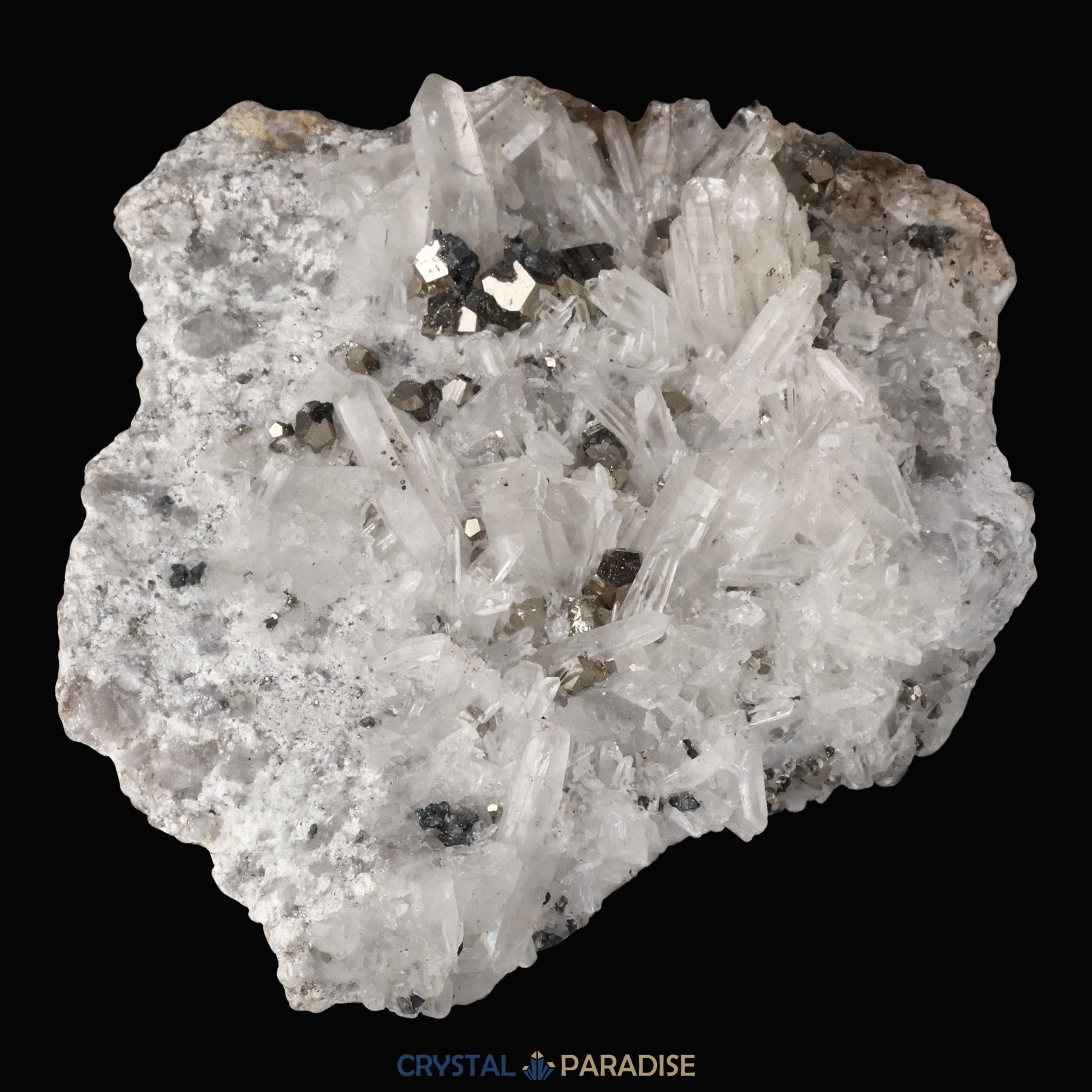 Pyrit an Bergkristall aus Indonesien (540g) – Ansicht 6