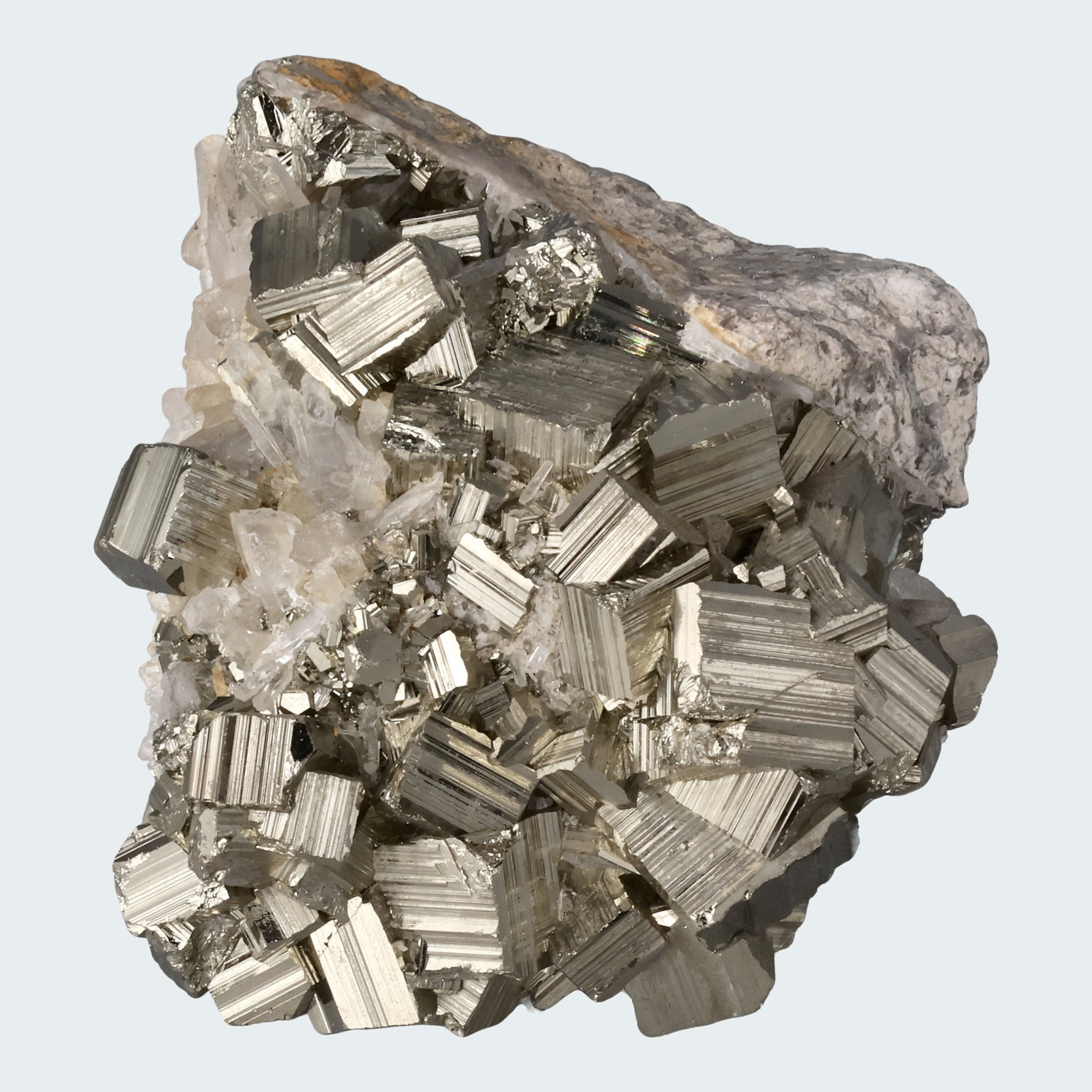 Pyrit an Bergkristall aus Indonesien (548g) – Ansicht 3