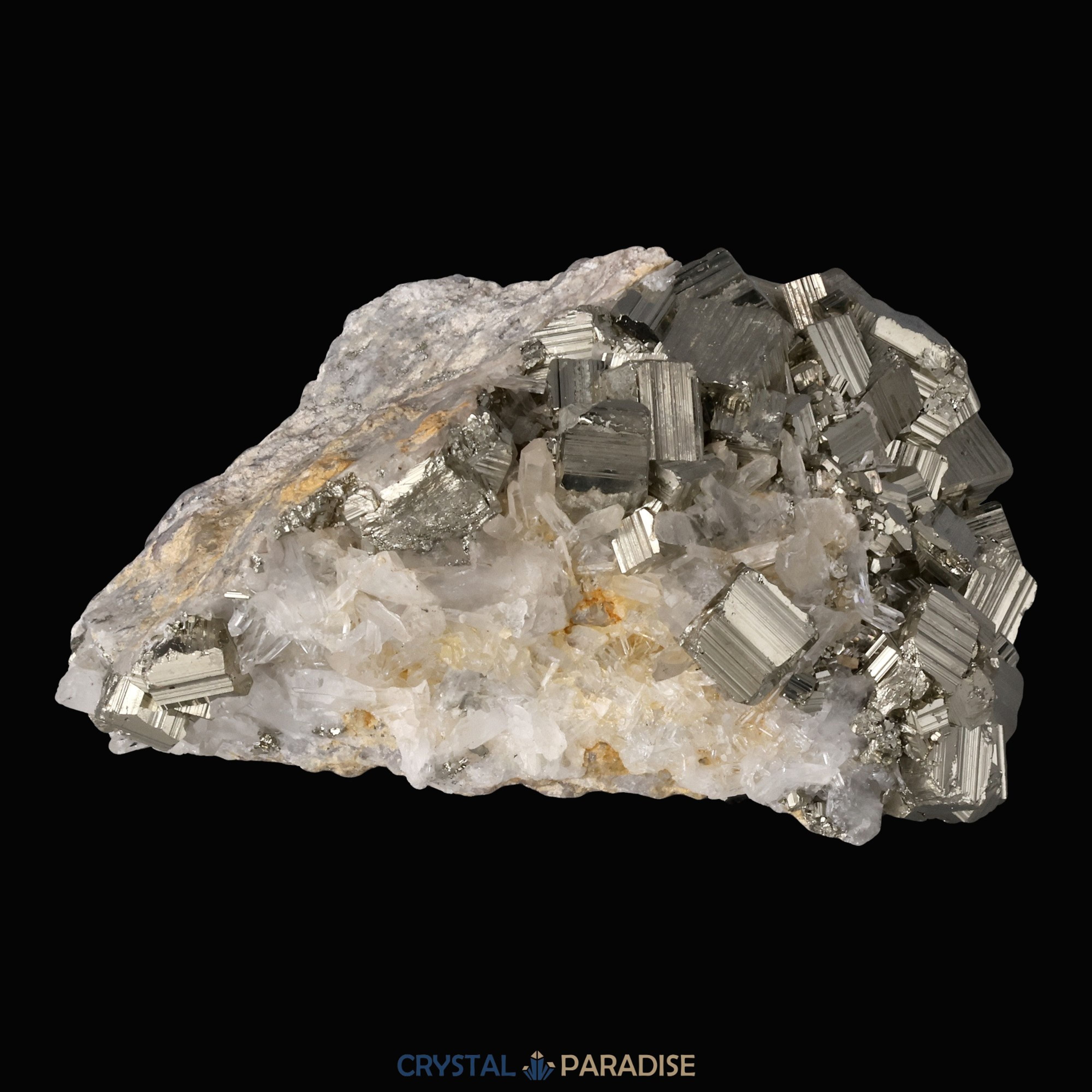 Pyrit an Bergkristall aus Indonesien (548g) – Ansicht 4