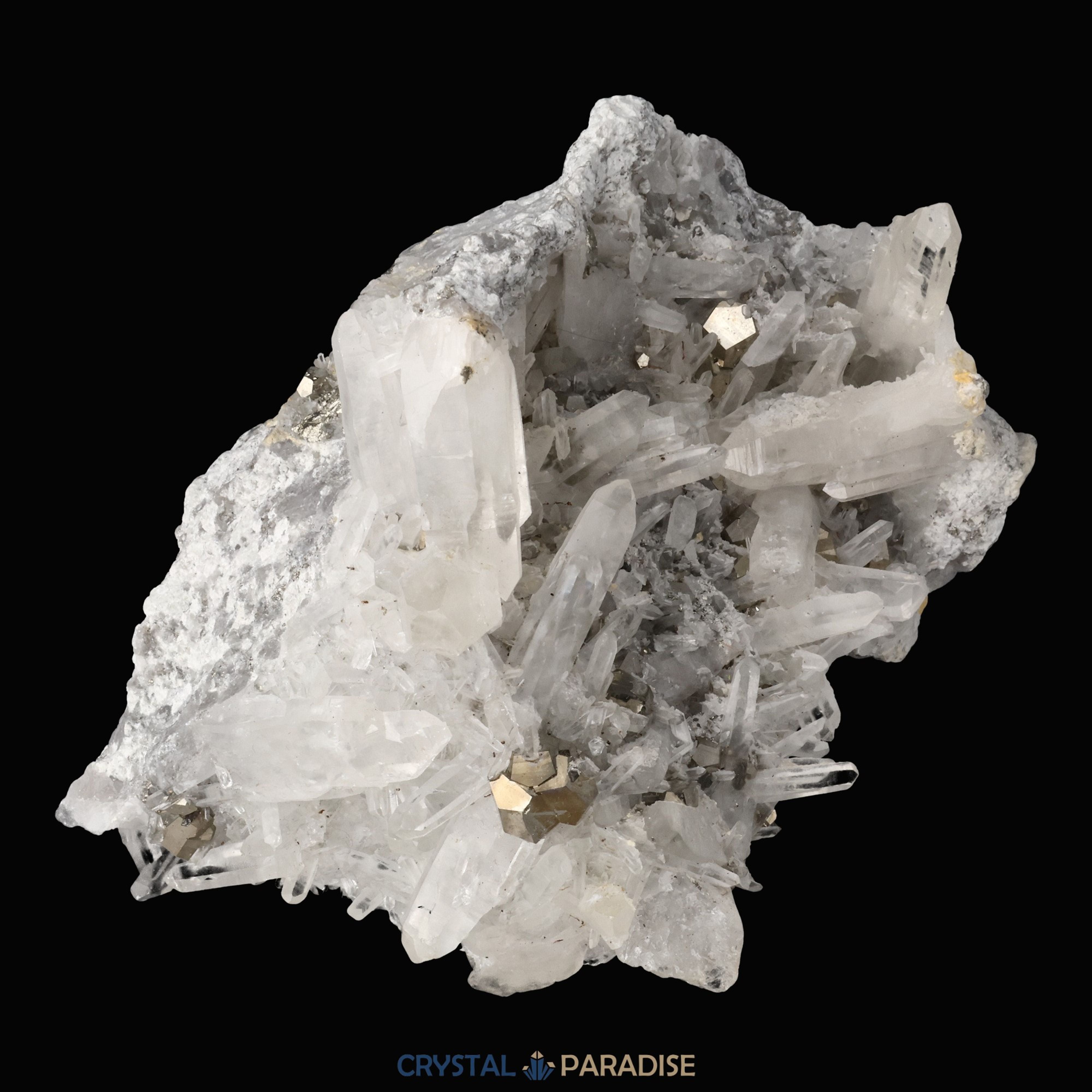 Pyrit an Bergkristall aus Indonesien (582g) – Ansicht 14