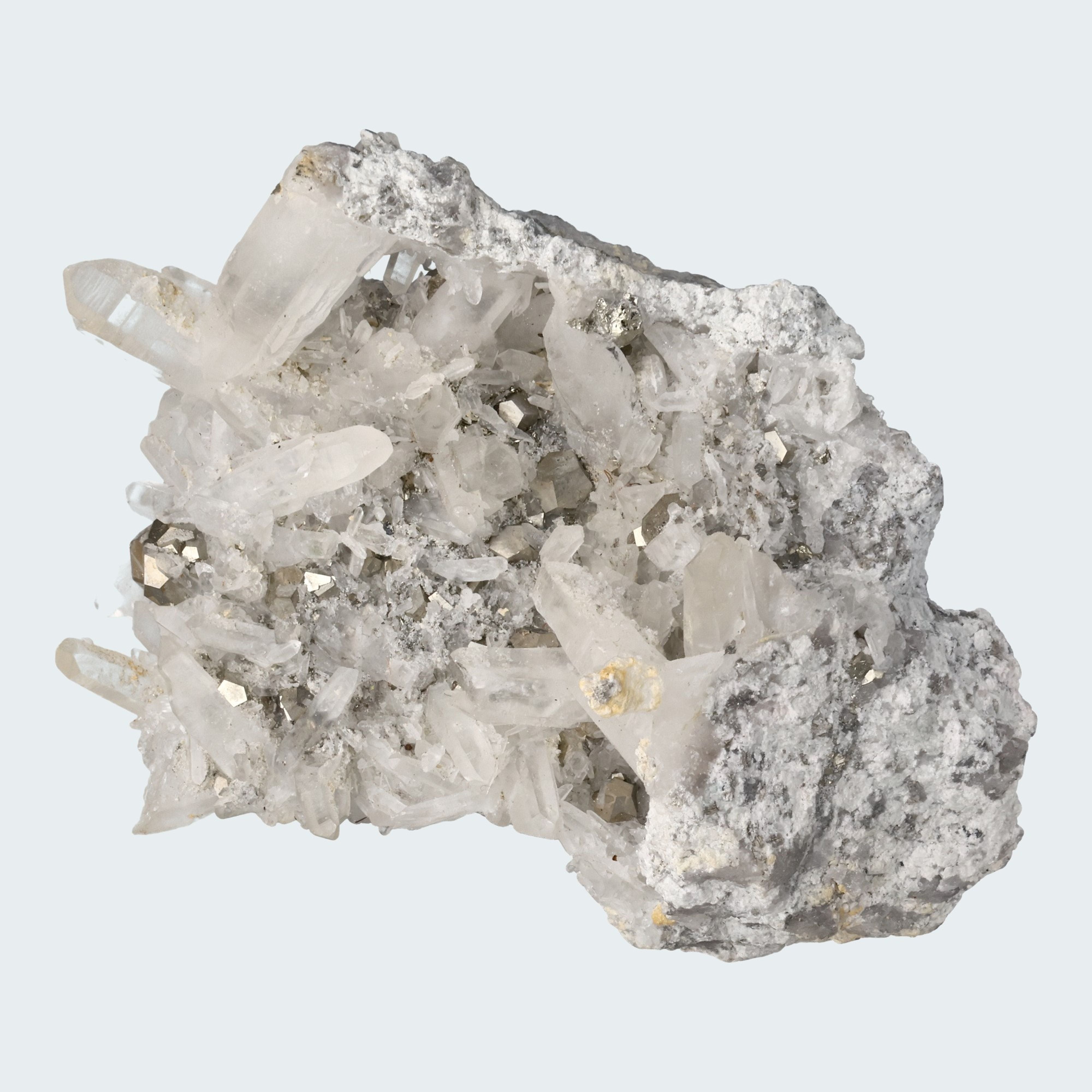 Pyrit an Bergkristall aus Indonesien (582g) – Ansicht 2