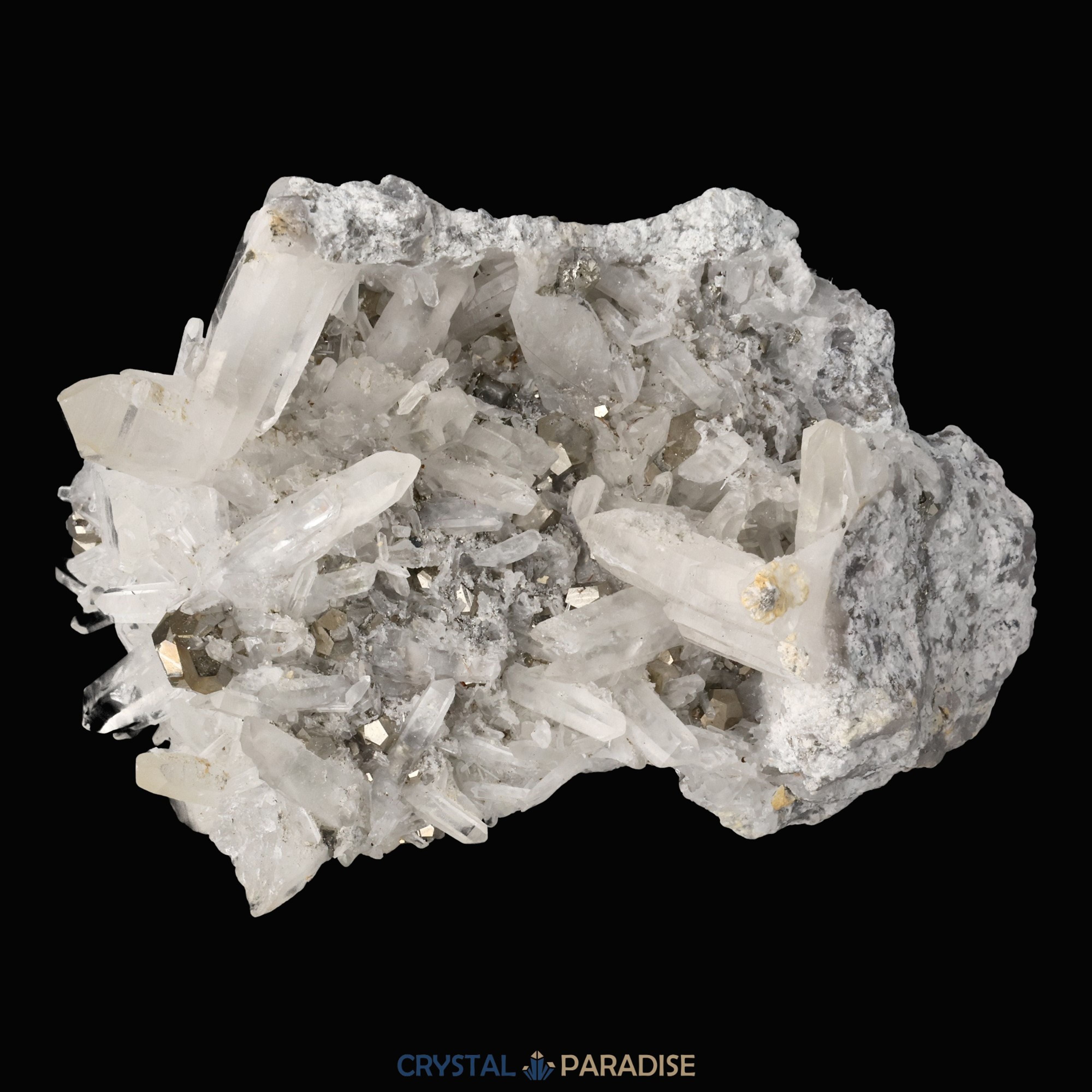 Pyrit an Bergkristall aus Indonesien (582g) – Ansicht 4