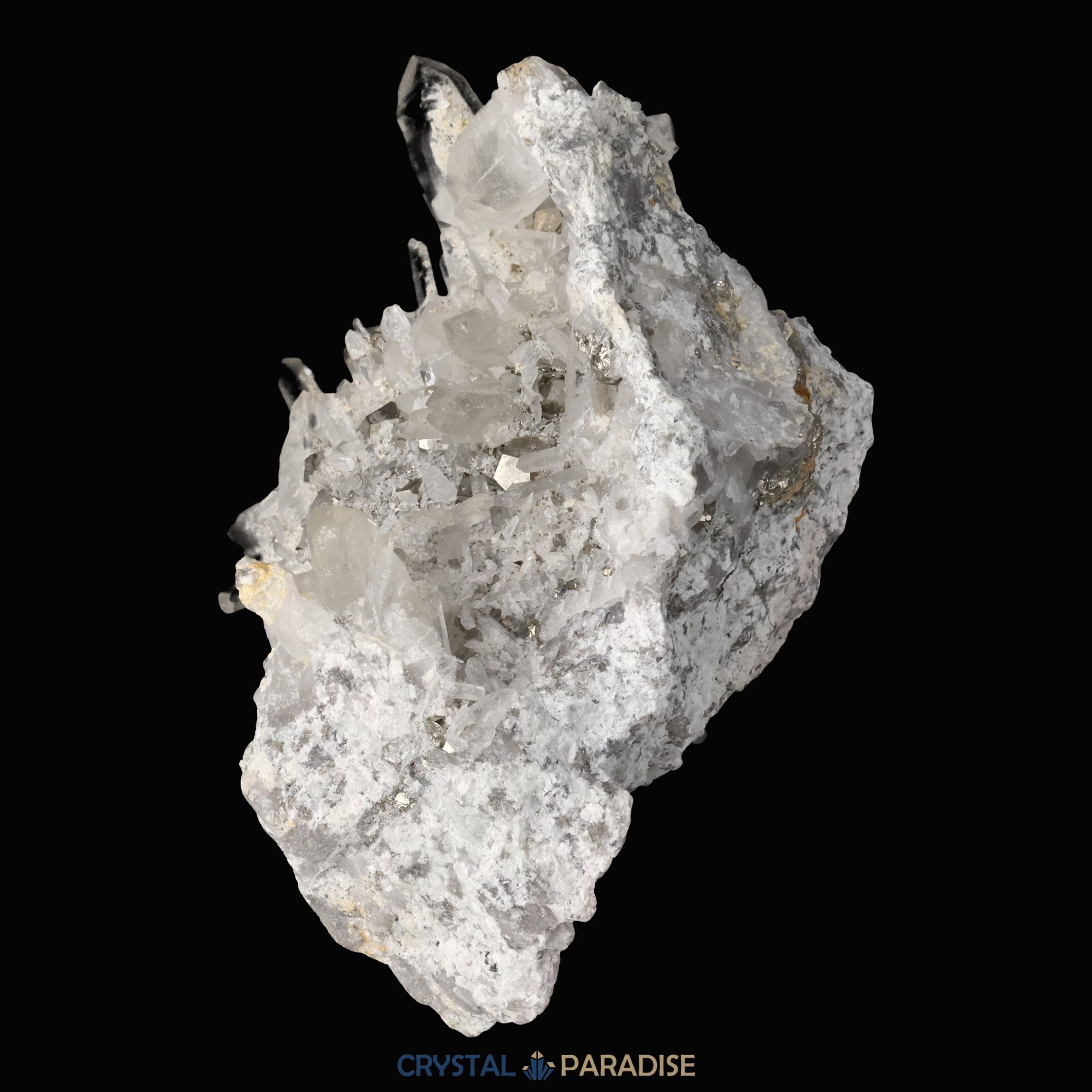 Pyrit an Bergkristall aus Indonesien (582g) – Ansicht 7