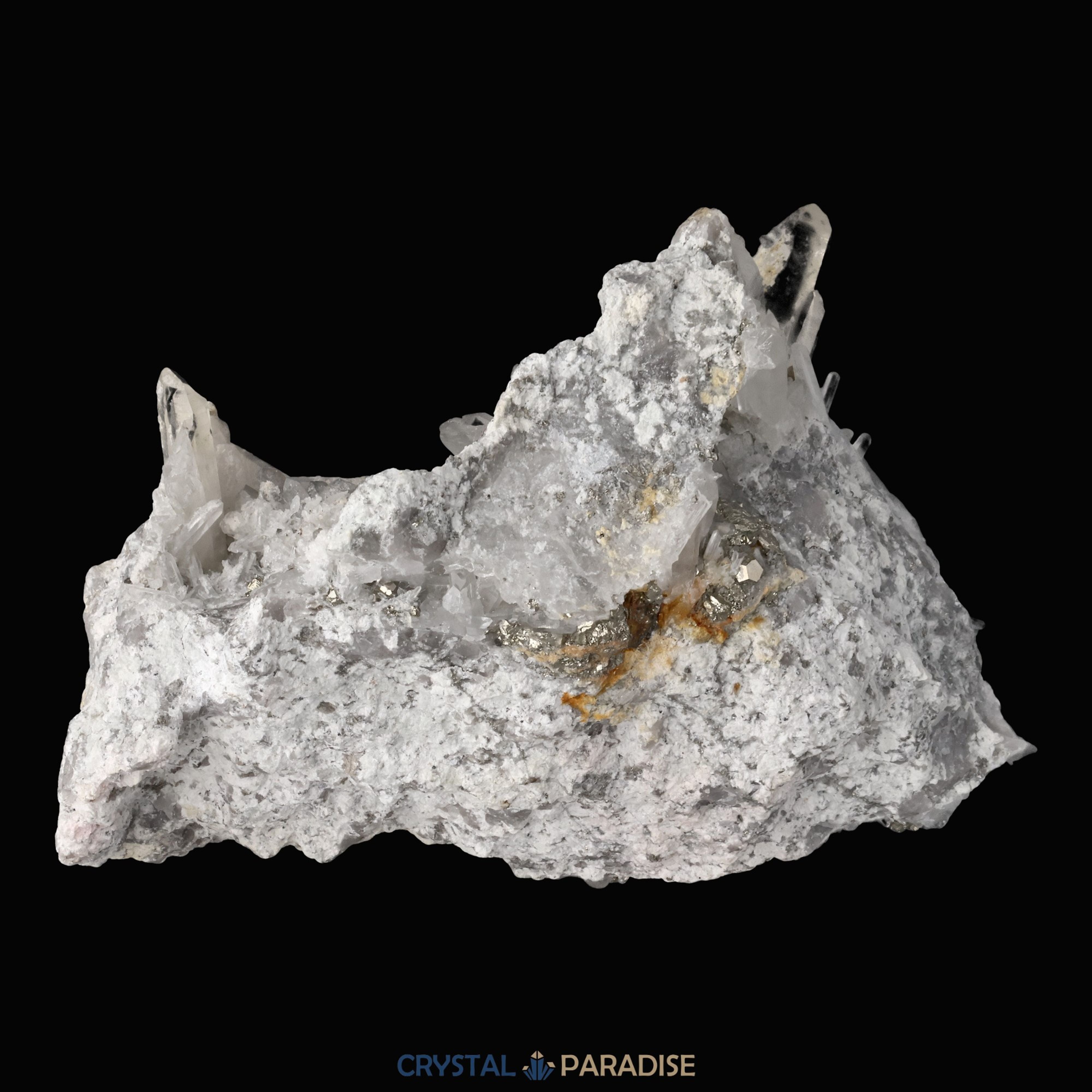 Pyrit an Bergkristall aus Indonesien (582g) – Ansicht 9