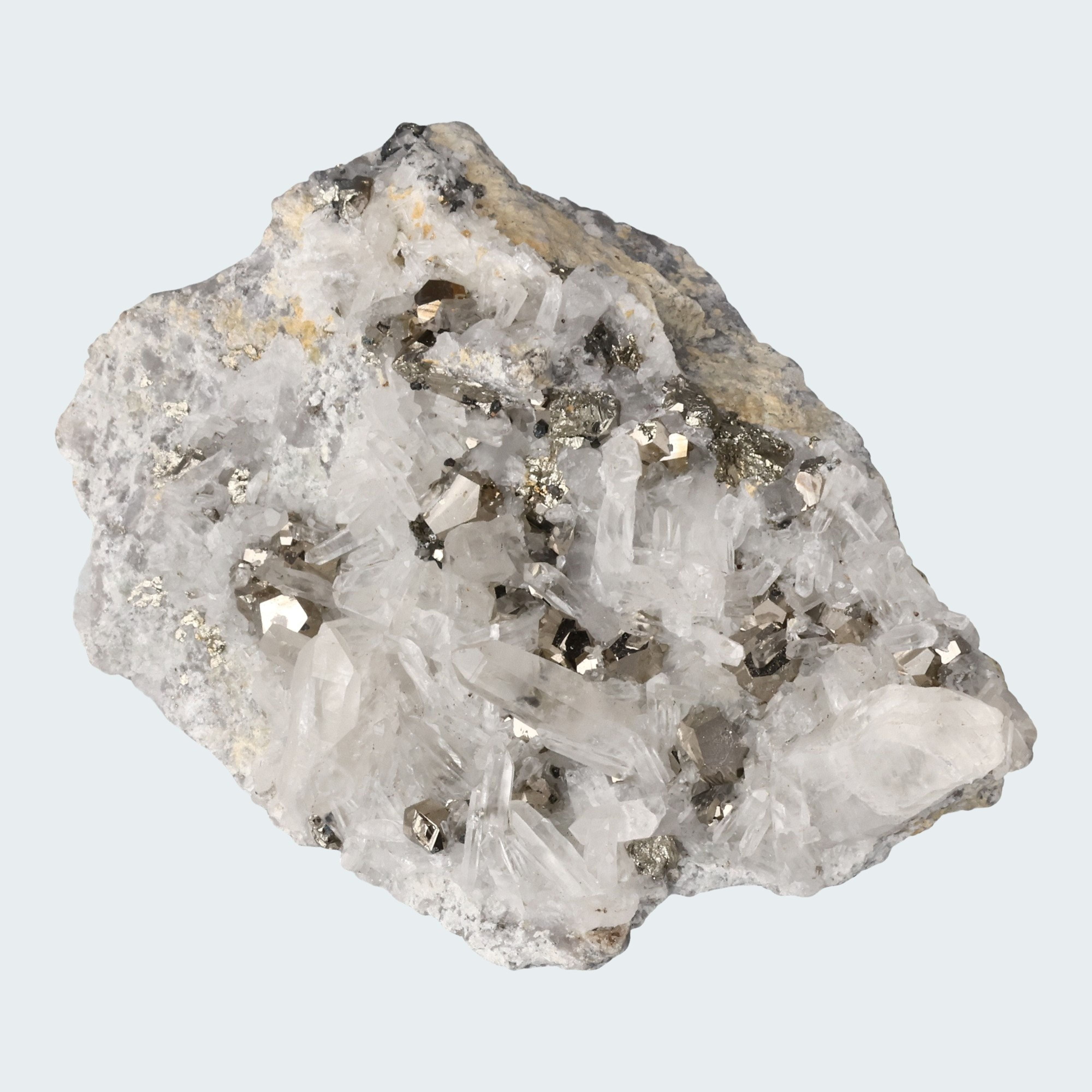 Pyrit an Bergkristall aus Indonesien (587g) – Ansicht 2