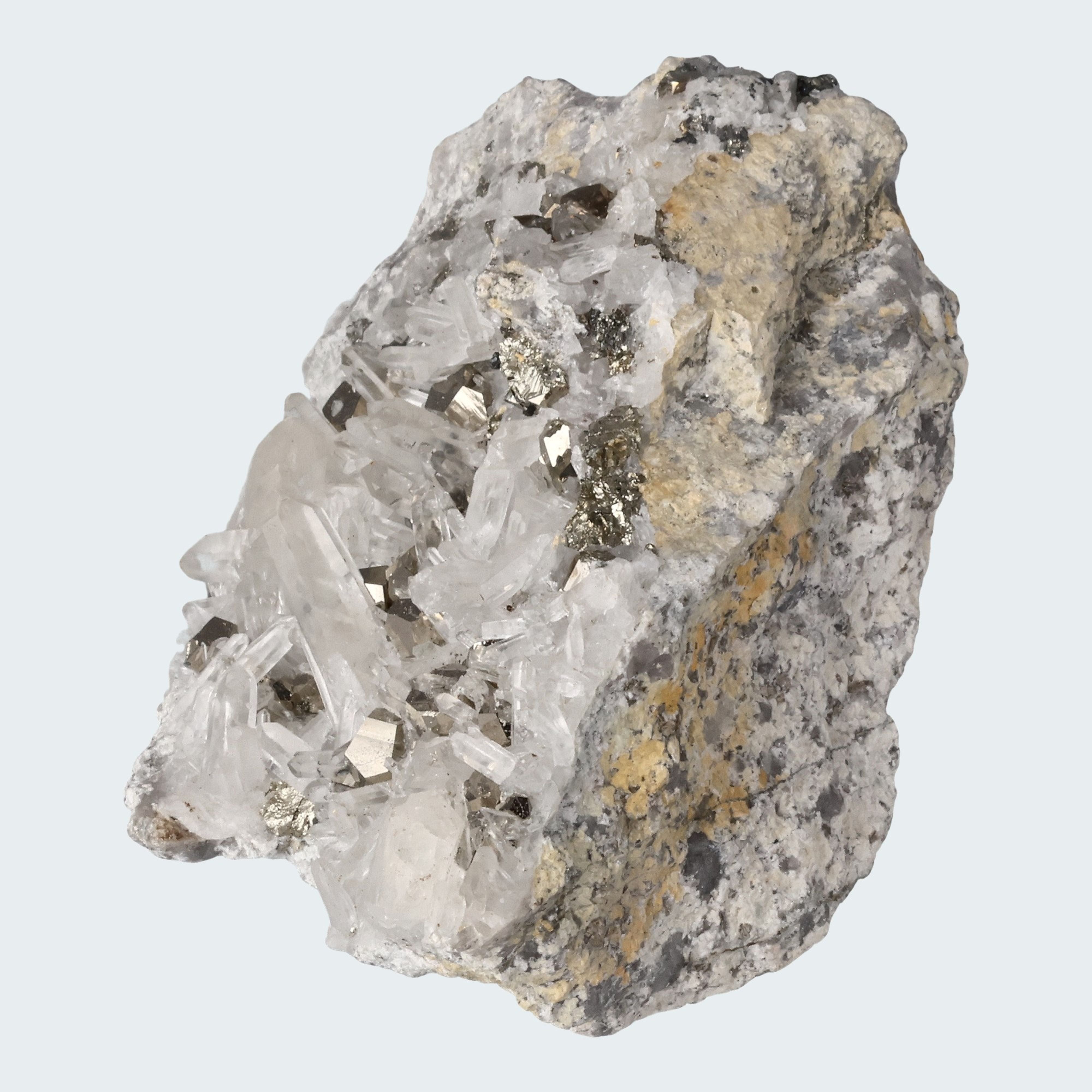 Pyrit an Bergkristall aus Indonesien (587g) – Ansicht 3