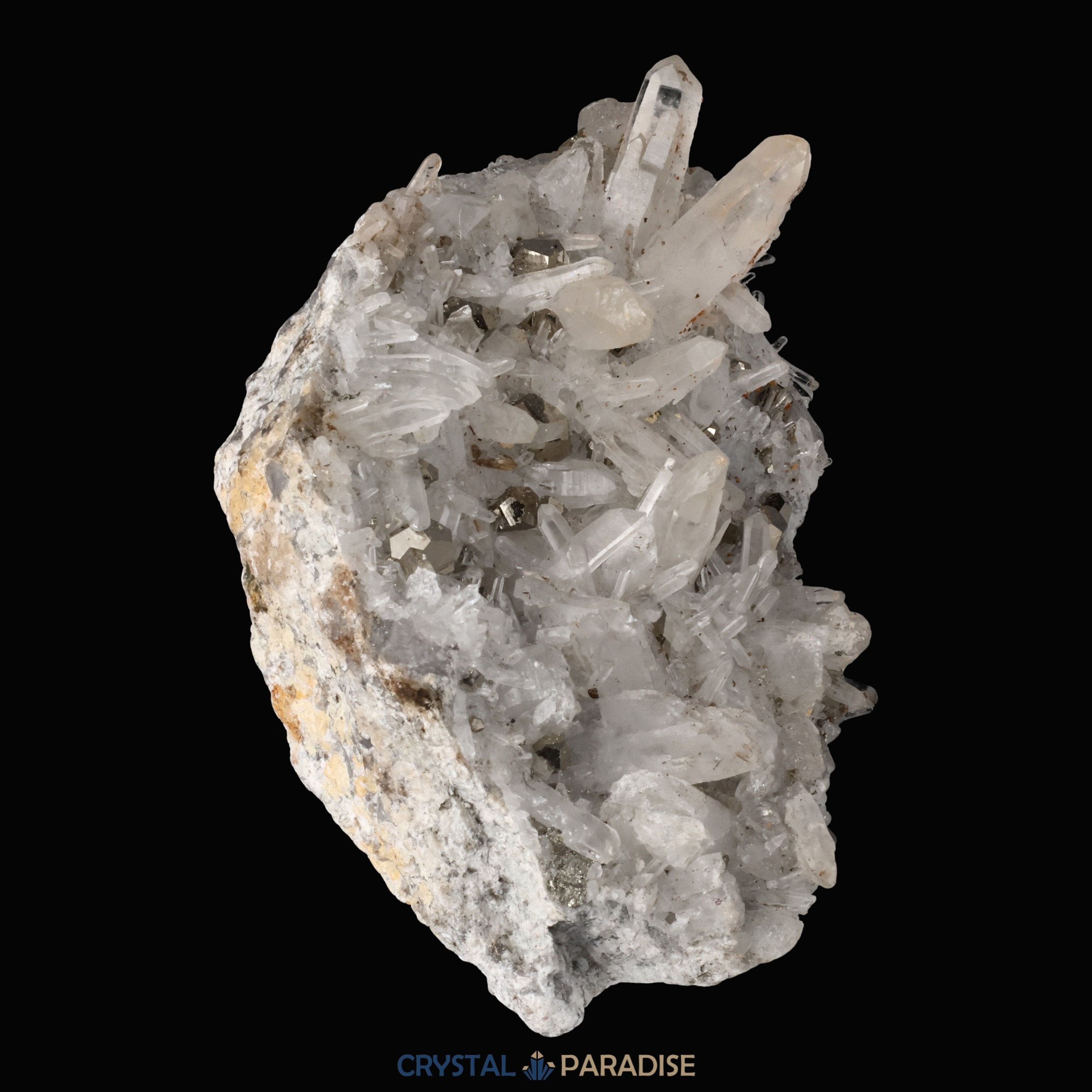 Pyrit an Bergkristall aus Indonesien (612g) – Ansicht 13