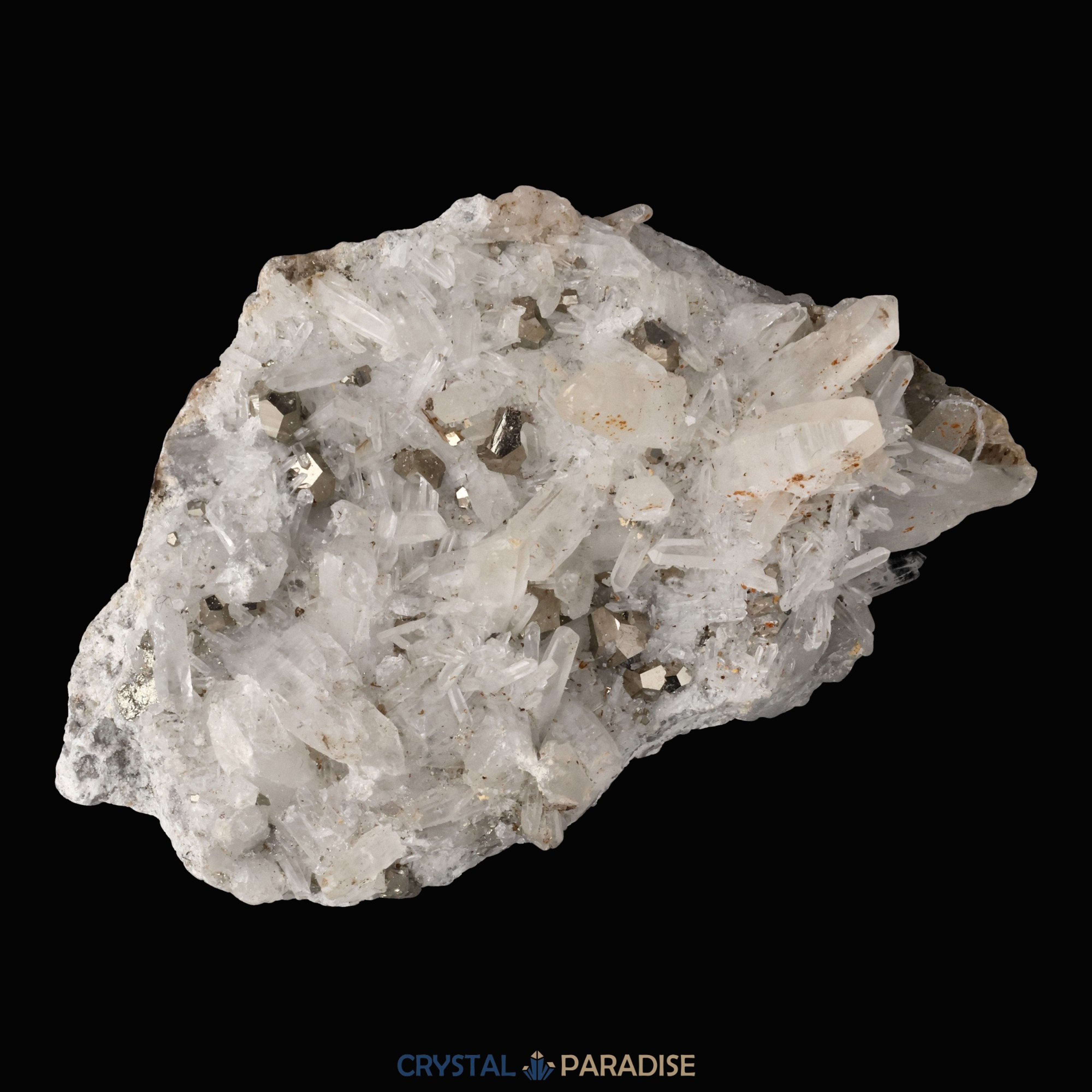 Pyrit an Bergkristall aus Indonesien (612g) – Ansicht 15